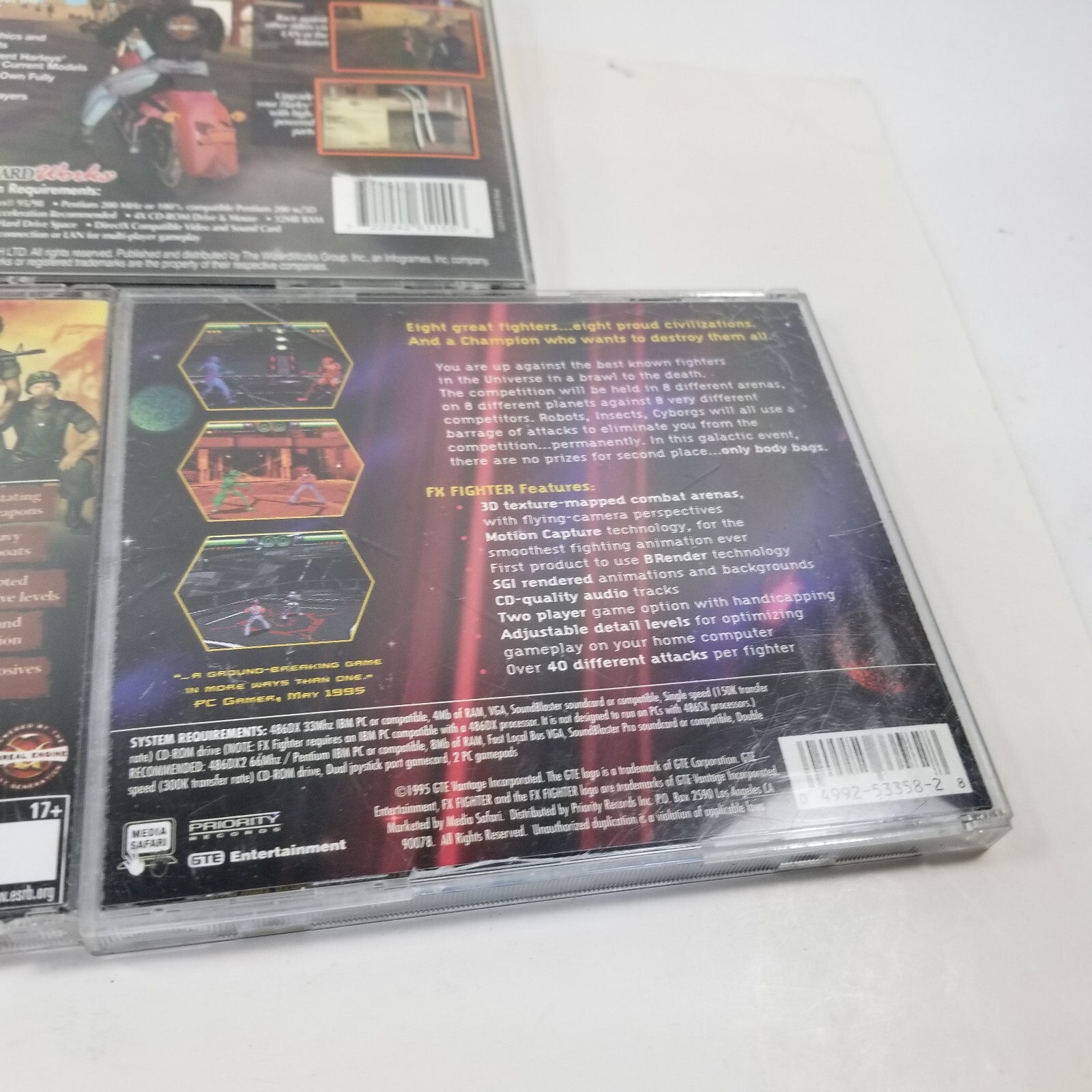 Lot of 3x Games Harley Race Across America, Marine Heavy Gunner, FX Fighter (PC)