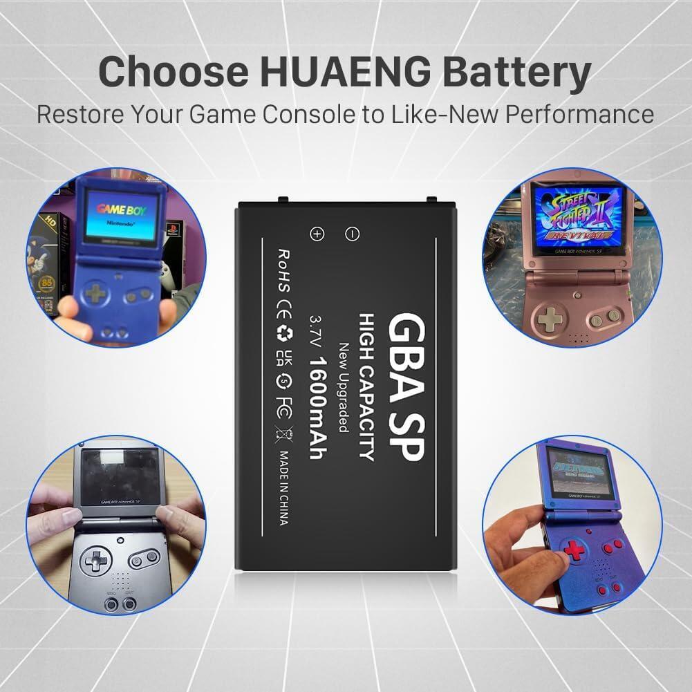 For Gameboy Advance SP Battery Rechargeable 1600mAh Nintendo GBA SP Replacement