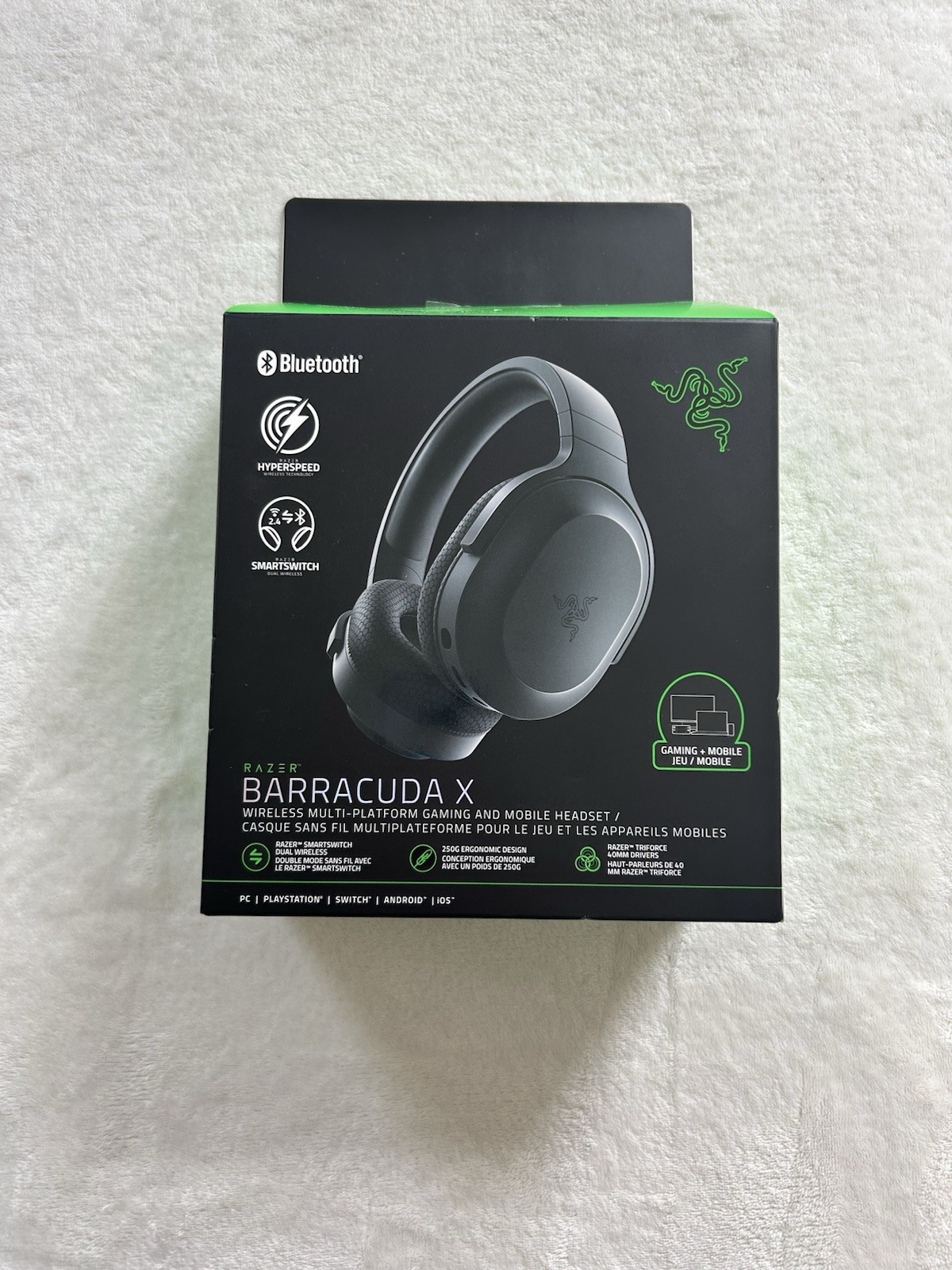 Black Razer Barracuda x Wireless Bluetooth Gaming Headset