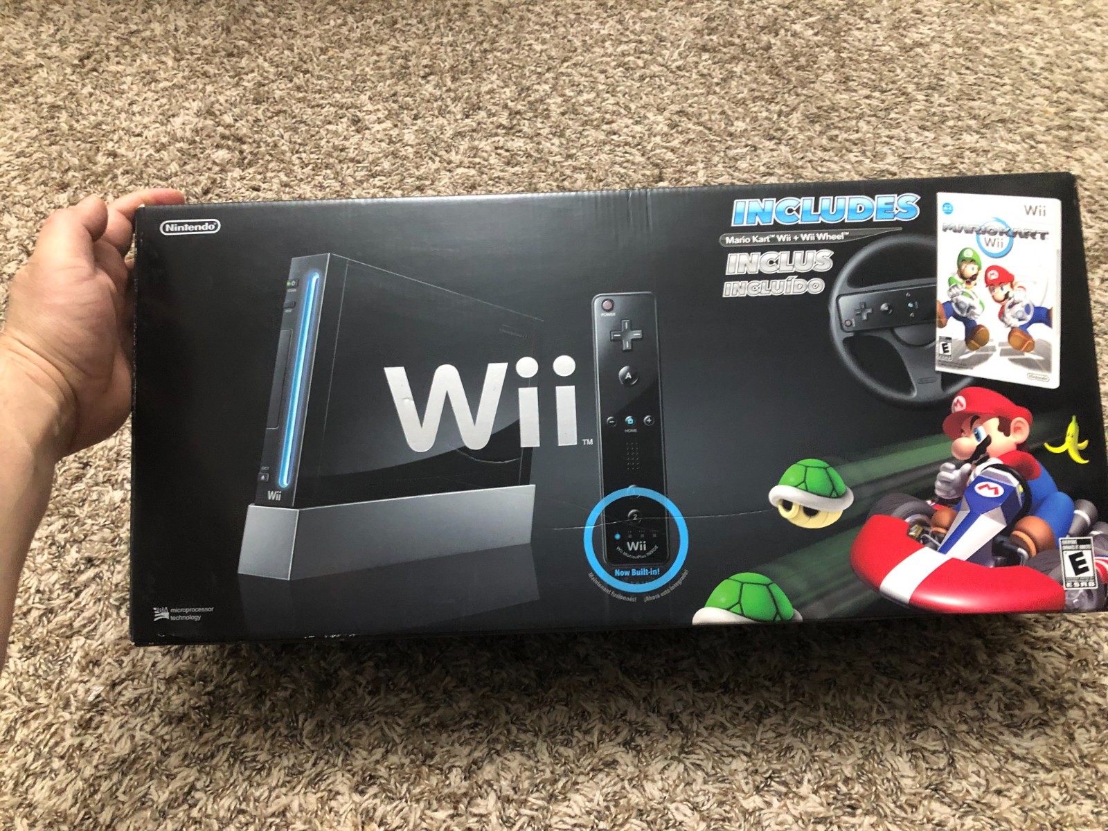Nintendo Original Wii Mario Kart Bundle Black Console With Wii Wheel Sealed game