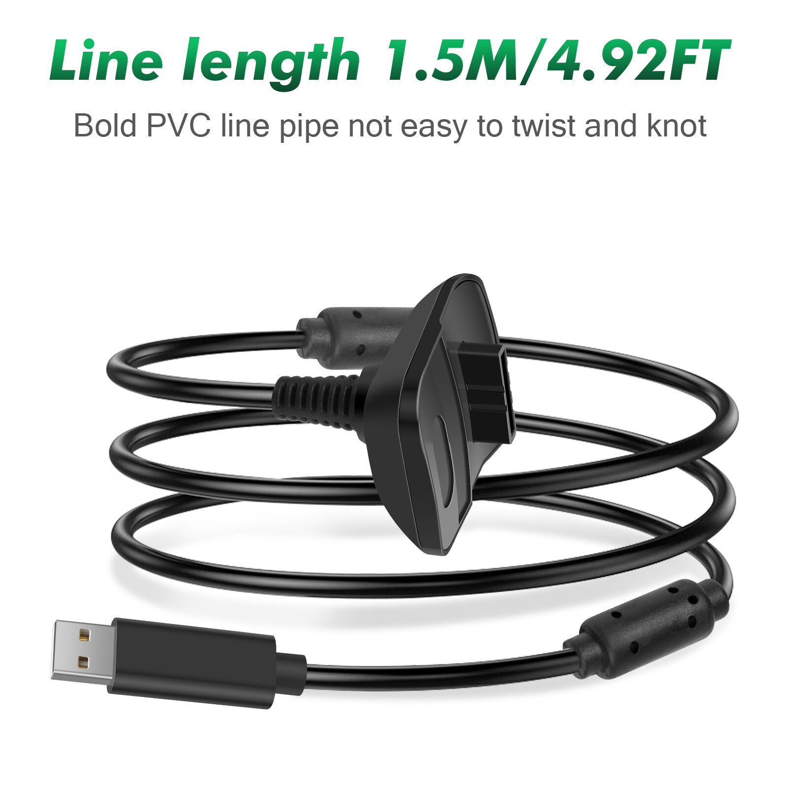 2pcs Rechargeable Battery Pack USB 4800mAh Charger Cable For XBox 360 Controller