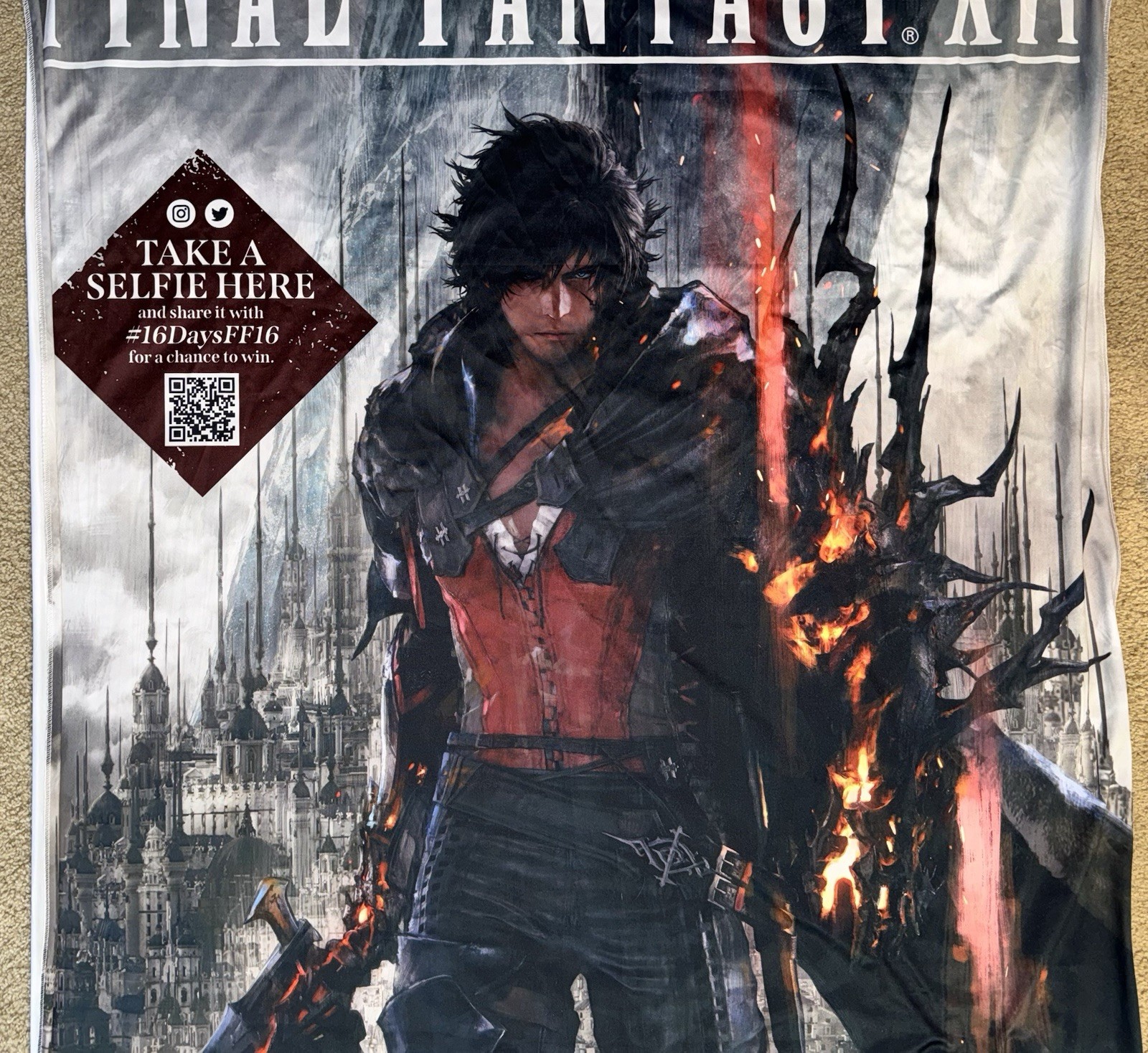Final Fantasy XVI PS5 Cloth/Fabric Gamestop RETAIL Promo Poster (7FT x 4FT)