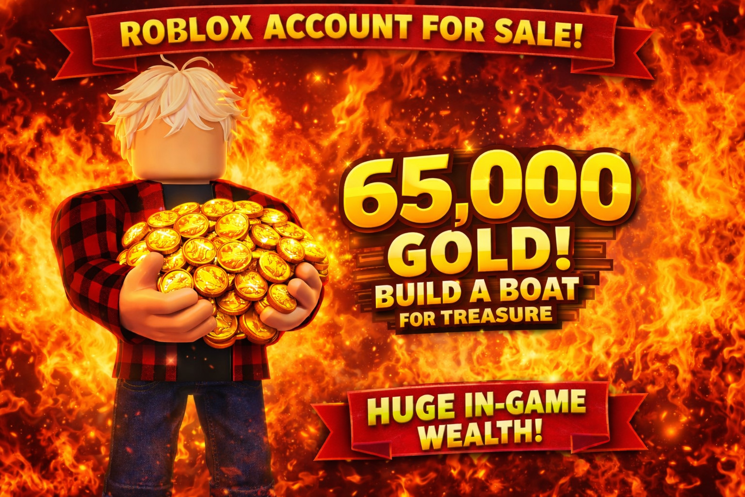 Build A Boat For Treasure 65k GOLD!! QUICK AND EASY