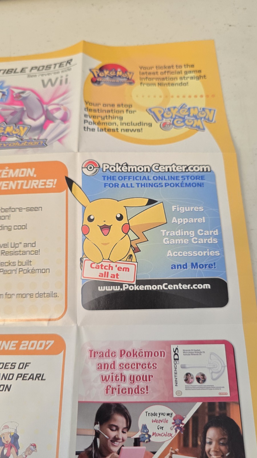 Pokemon Battle Revolution 2007 Fold Out Poster 12×16 promo insert from D/P