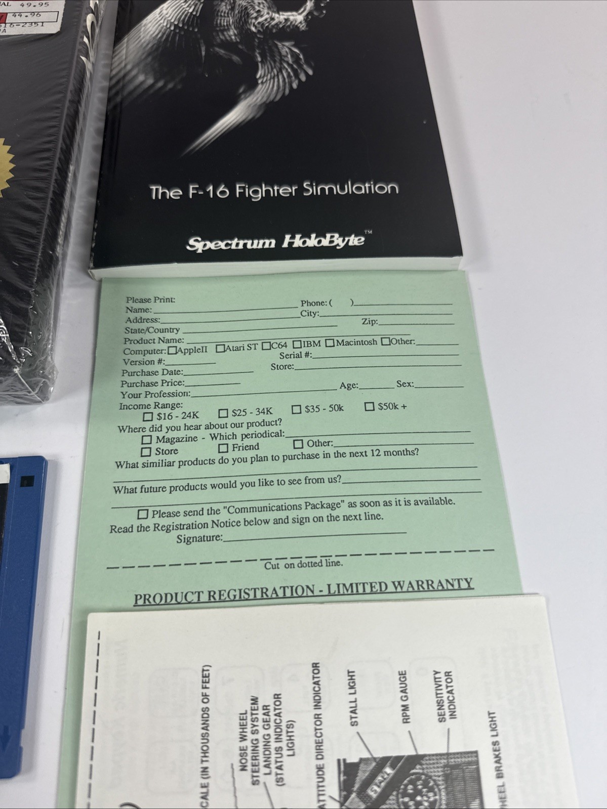 Falcon Flight Simulator Big Box Macintosh CIB By Spectrum Holobyte MINT COND