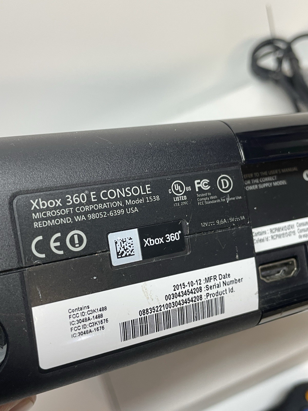 Microsoft Xbox 360 E Console 500GB Black Model 1538 Controller Cables TESTED
