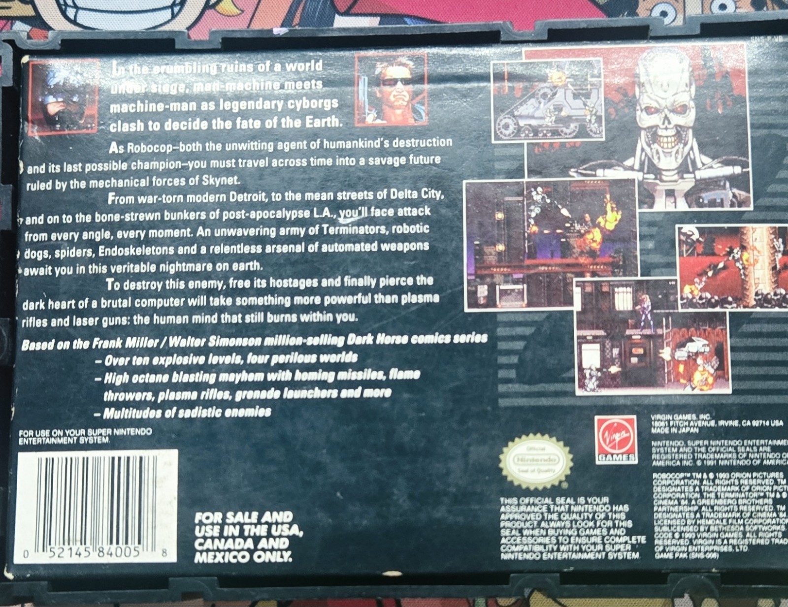 RoboCop Versus The Terminator SNES Virgin Games NTSC-U/C CIB