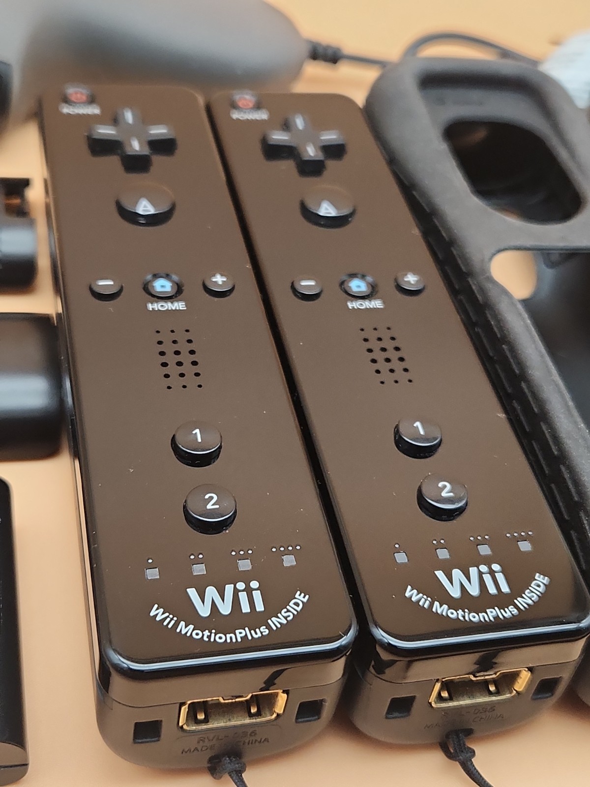 Nintendo OEM Wii Remote Controller MotionPlus Black RVL-036 Tested Lot of 2