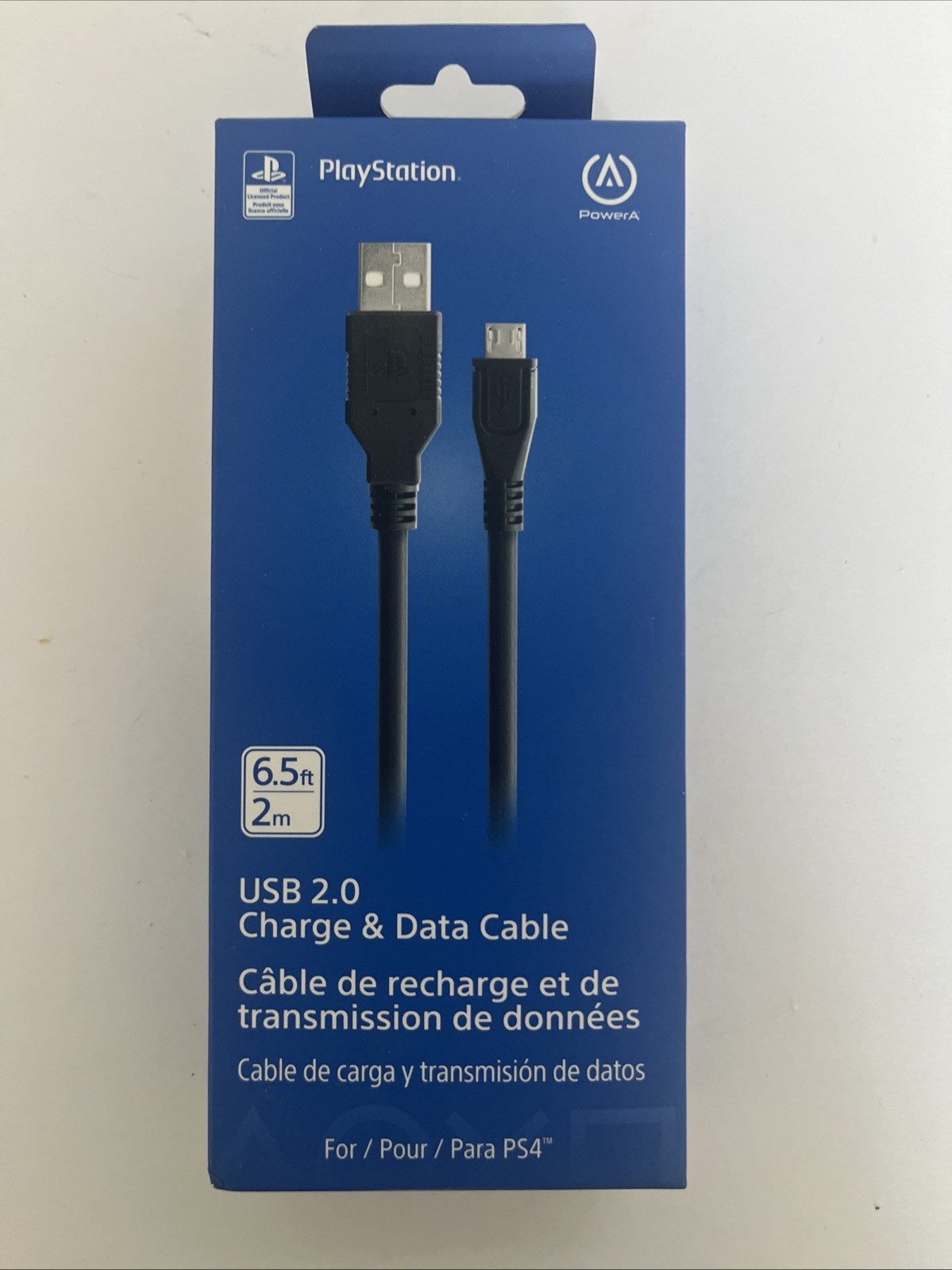 PowerA USB 2.0 Charge & Data Cable 6.5ft Black for PlayStation 4 DualShock 4
