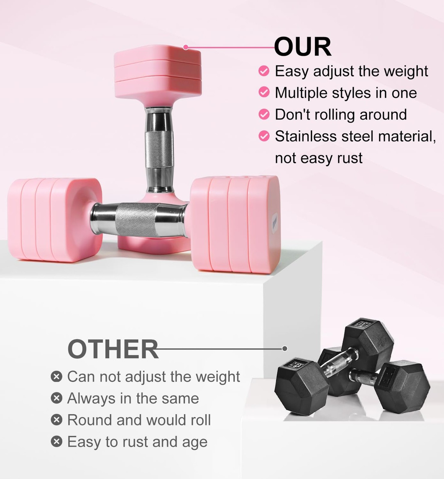 15LB 20LB 30LB 40LB 50LB Adjustable Dumbbell Set Free Weights Dumbbells Set f…