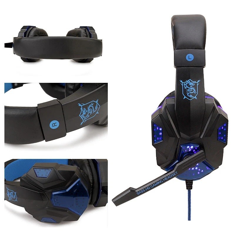 3.5mm Gaming Headset Mic LED Headphones Stereo Bass Surround For PC PS4 Xbox One
