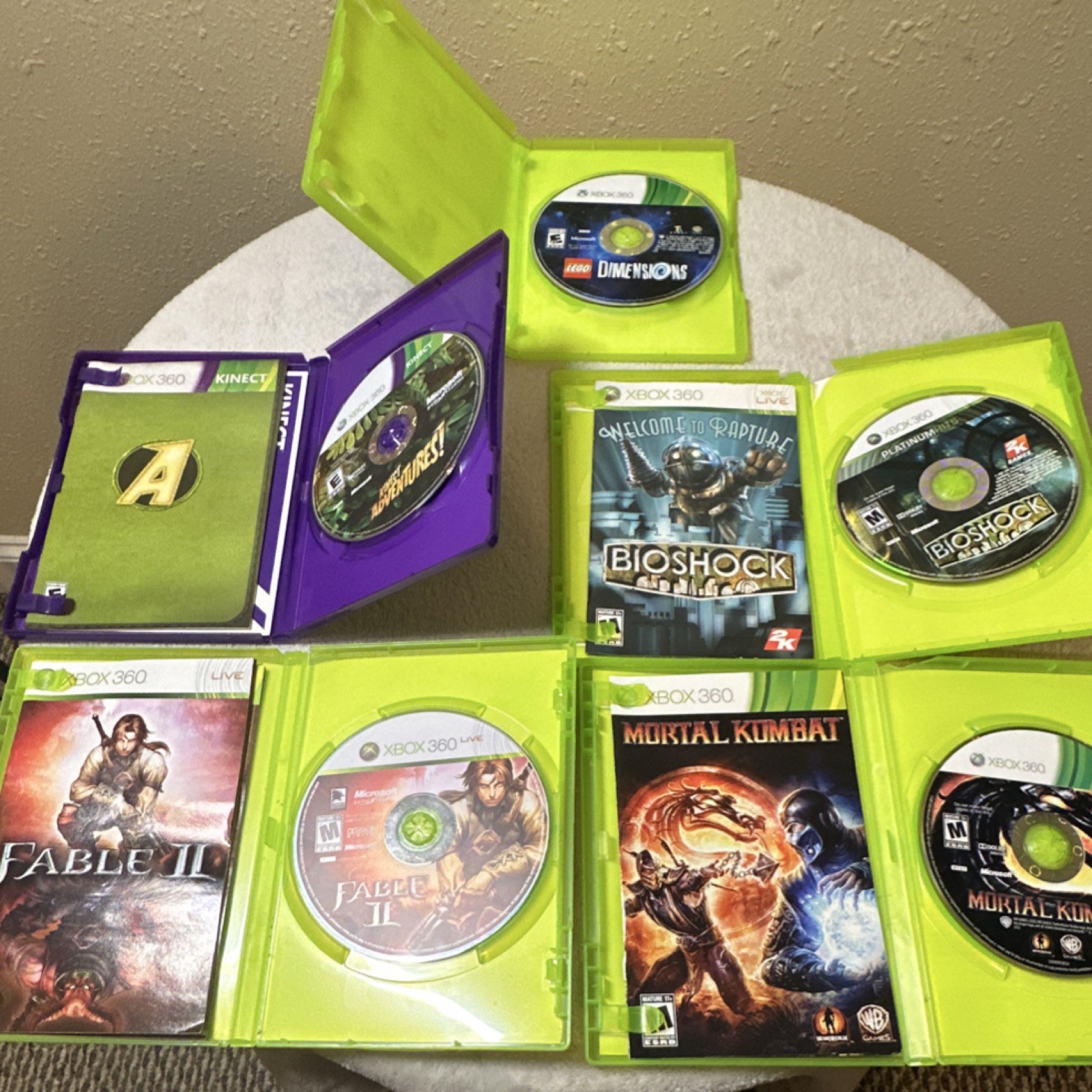 Xbox 360 5 lot Kinect adventures LEGO Dimensions BioShock Fable 2 mortal kombat