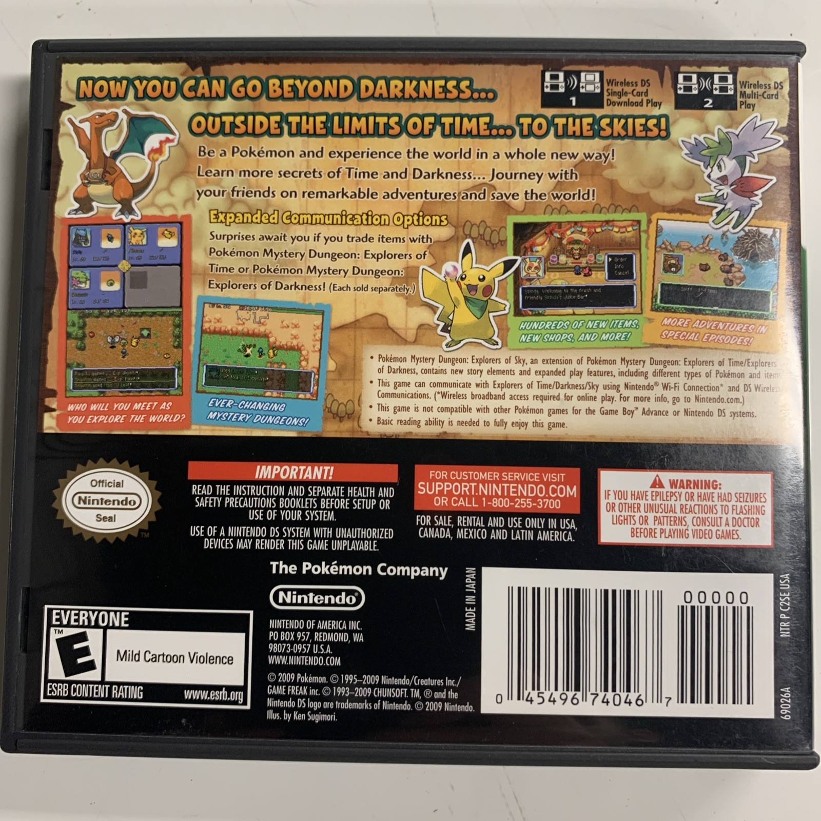 Pokemon Mystery Dungeon Explorers of Sky Case ONLY No Game DS Authentic USA