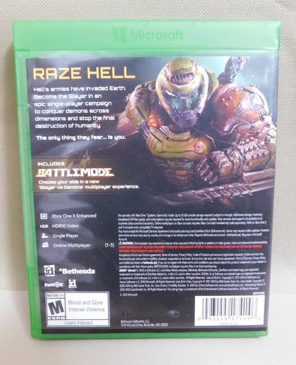 DOOM: Eternal for XBOX ONE Enhanced HDR VGC Disc Clean Tested