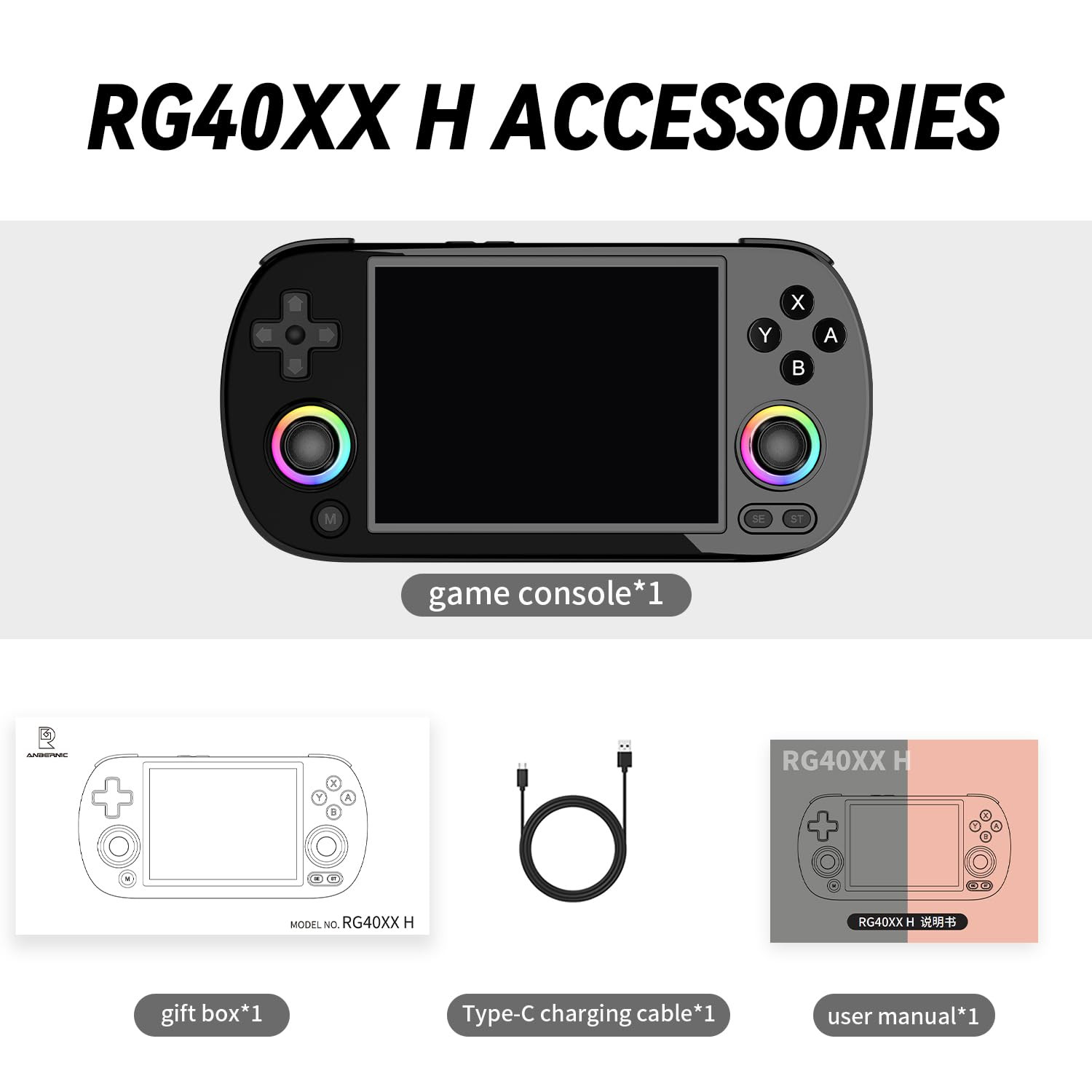 Anbernic RG40XX H Handheld Game Console RG40XXH Retro Gaming Console 4.0” IPS S
