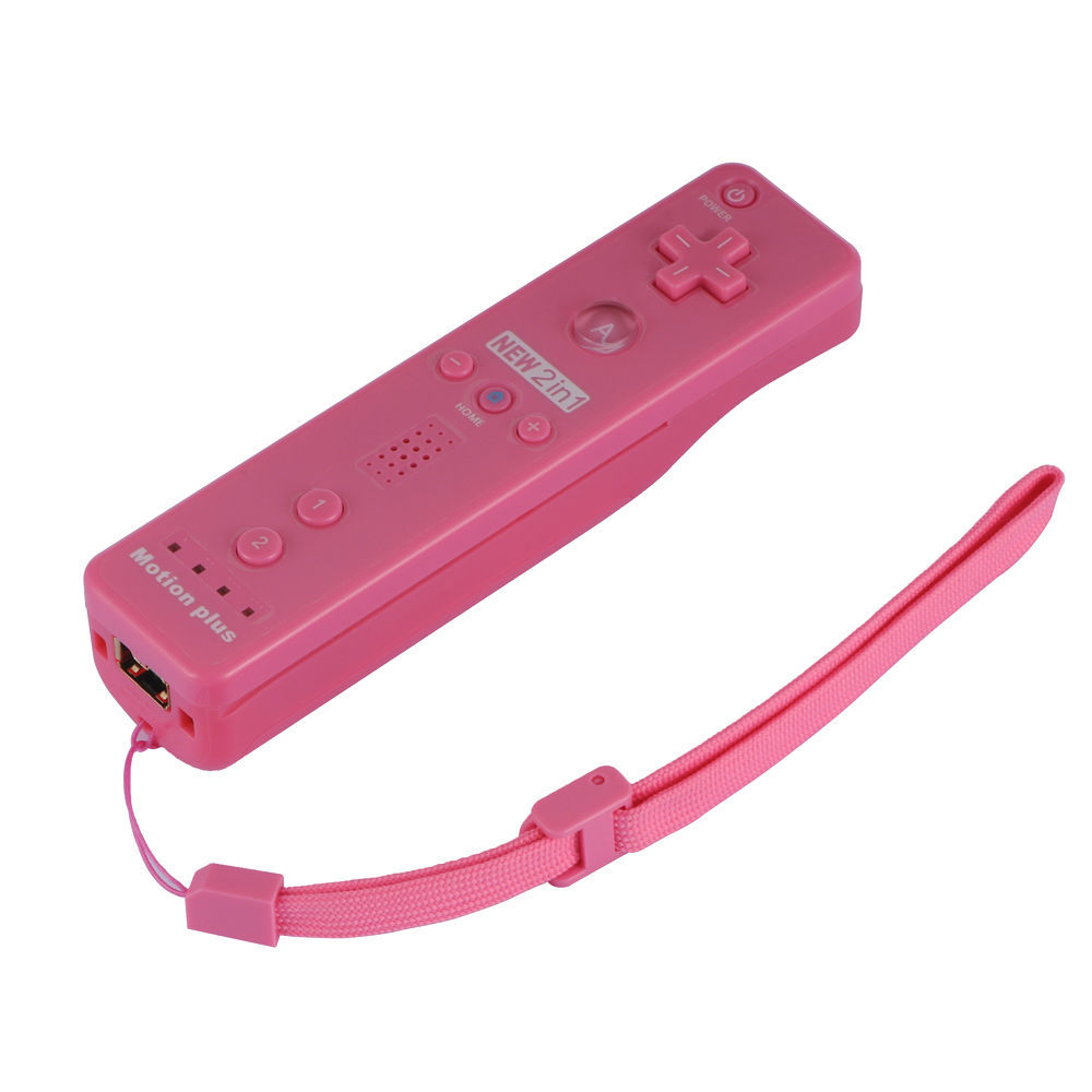 Built in Motion Plus Remote Controller And Nunchuck For Nintendo Wii Wii U Pink