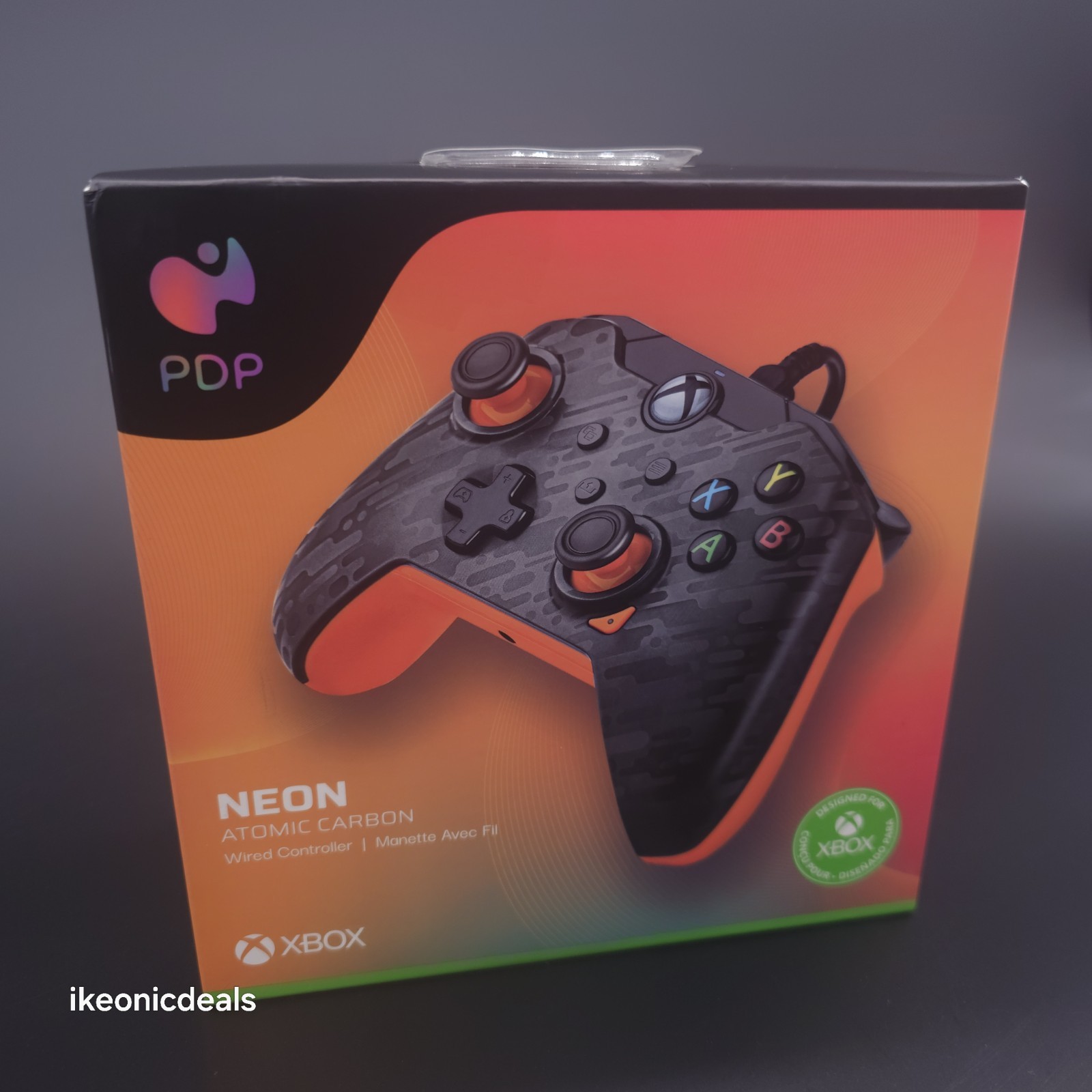 PDP Neon Atomic Carbon Wired Controller for XBOX Series X-S ONE App Enabled New