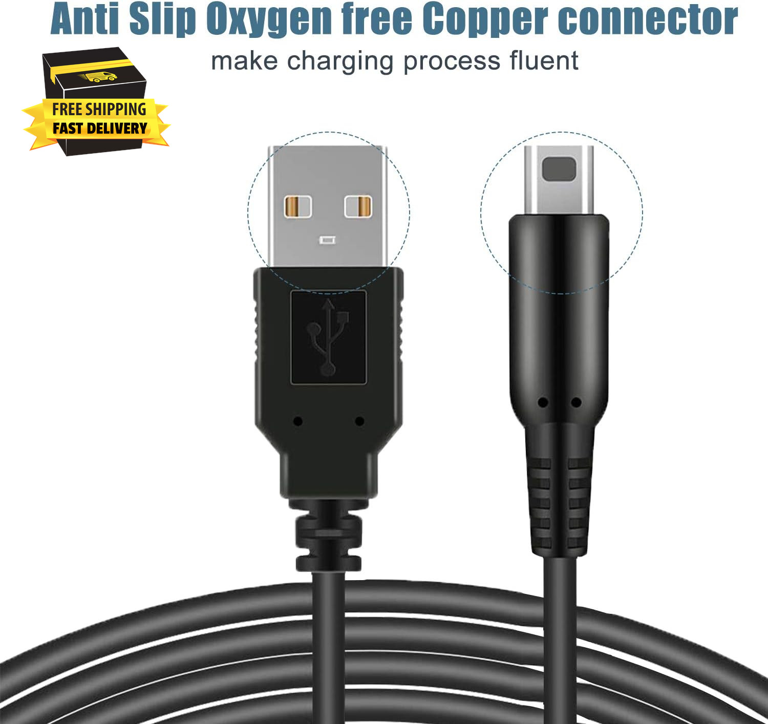 3DS USB Charger Cable, Power Charging Lead for Nintendo New 3DS Xl/New 3DS/ 3DS
