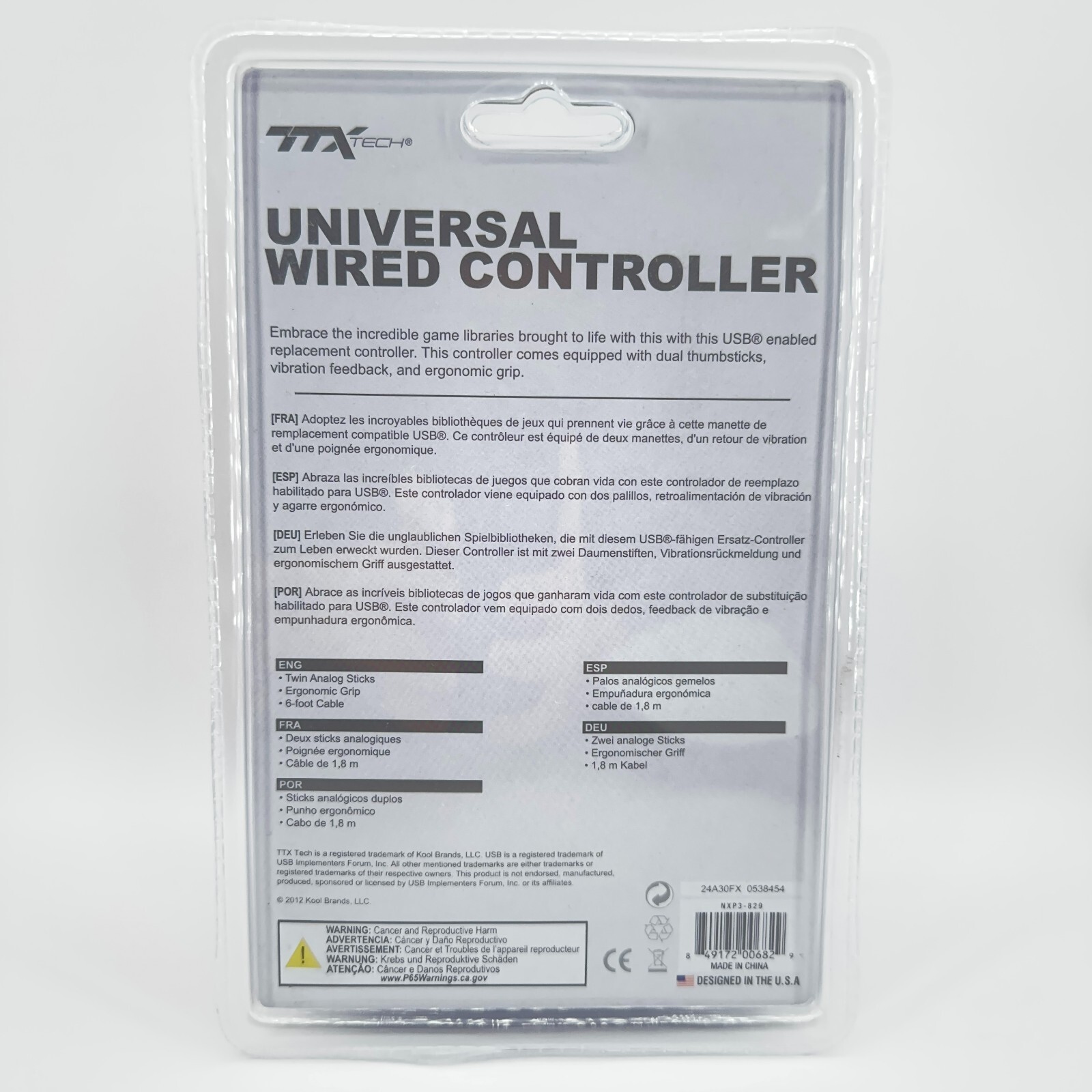 TTX Tech PC and PlayStation 3 PS3 USB Wired Controller Clear Blue
