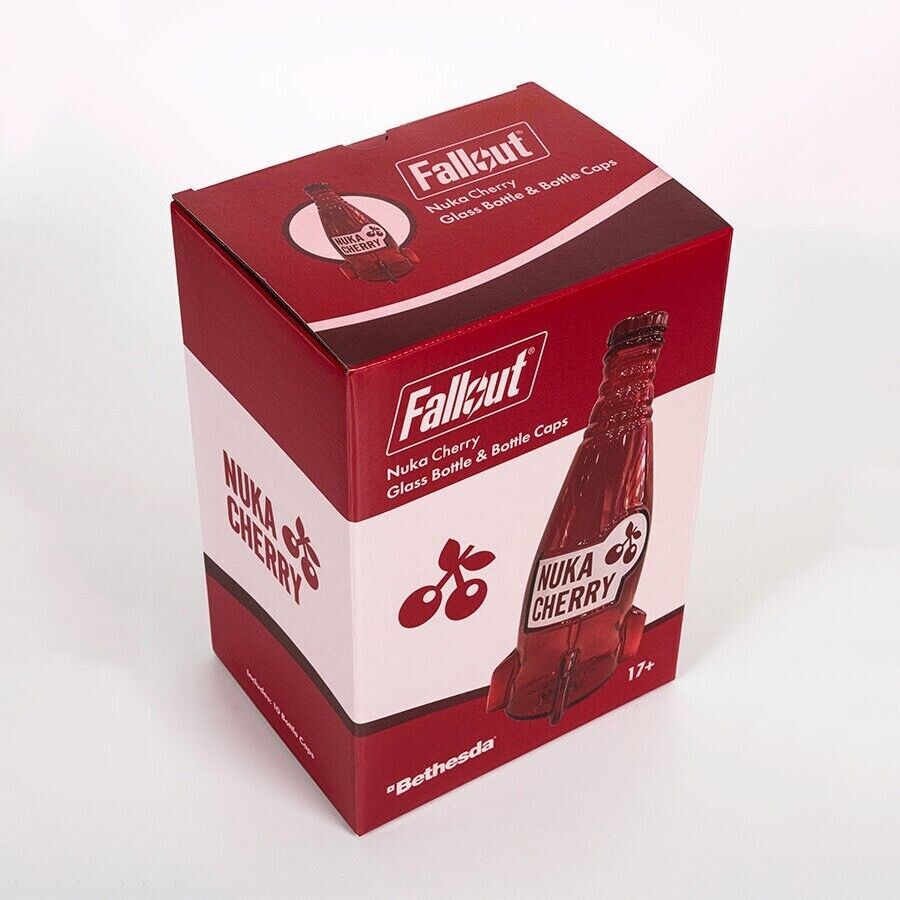 Bethesda Fallout Nuka Cola Quantum Wild & Cherry Glass Bottle + Caps Replica Set