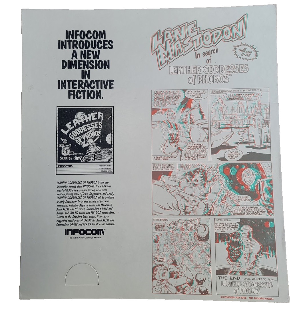 Infocom LEATHER GODDESSES OF PHOBOS Vtg 80s Store Display Richard Howell Art