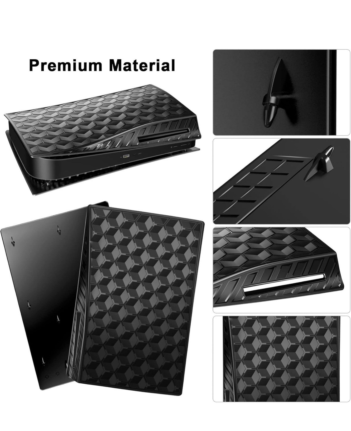 PS5 Disc Edition Black Faceplate Cover Shell Hard Case Anti Scratch Dustproof