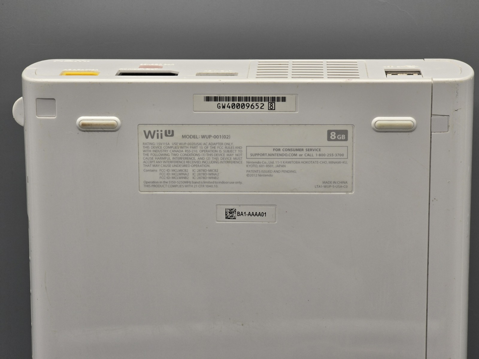 Nintendo Wii U Console Only White 8GB WUP-001 (02) For Parts