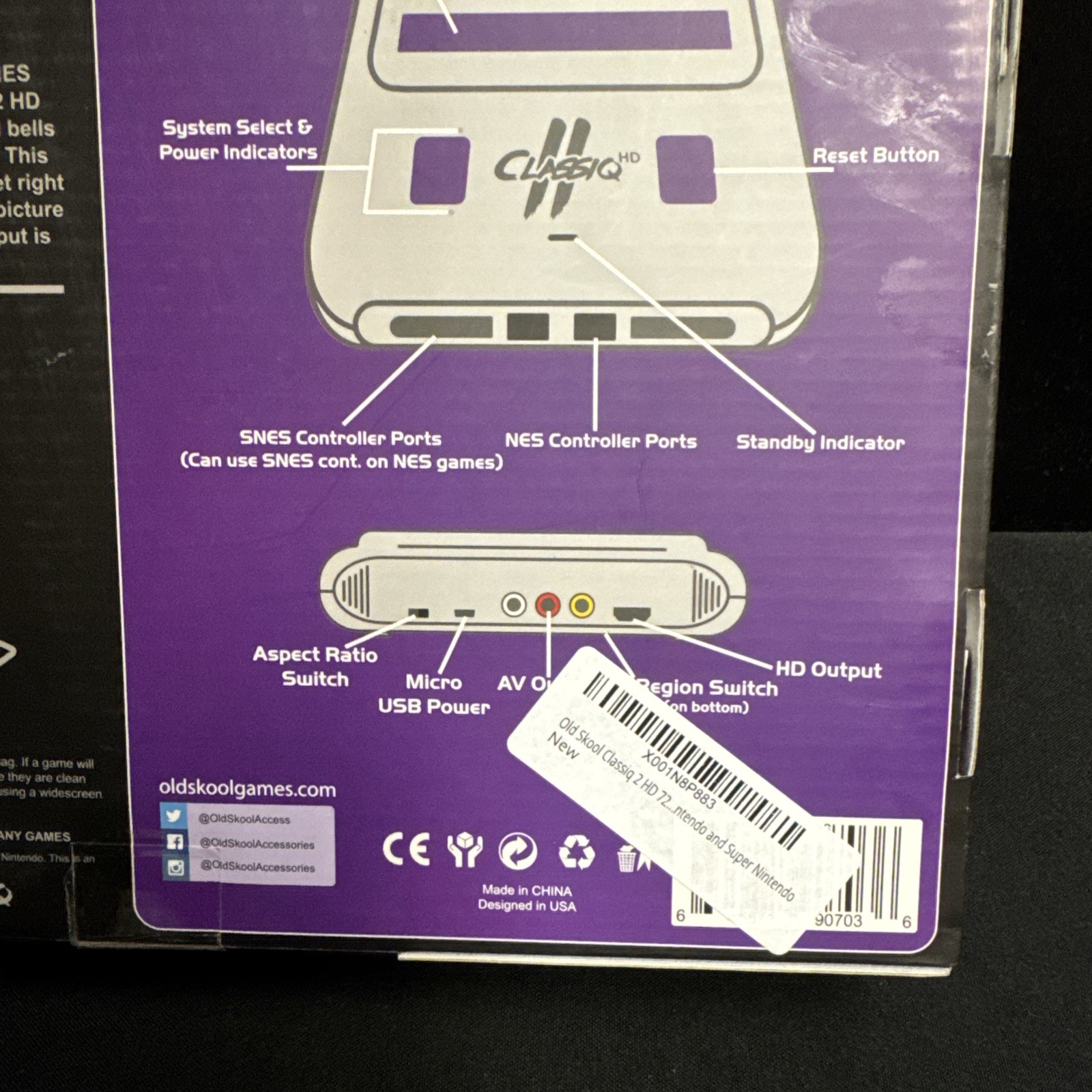 Classiq 2 HD 720p Twin Video Game System Grey/Purple for SNES/NES *OLD SKOOL*