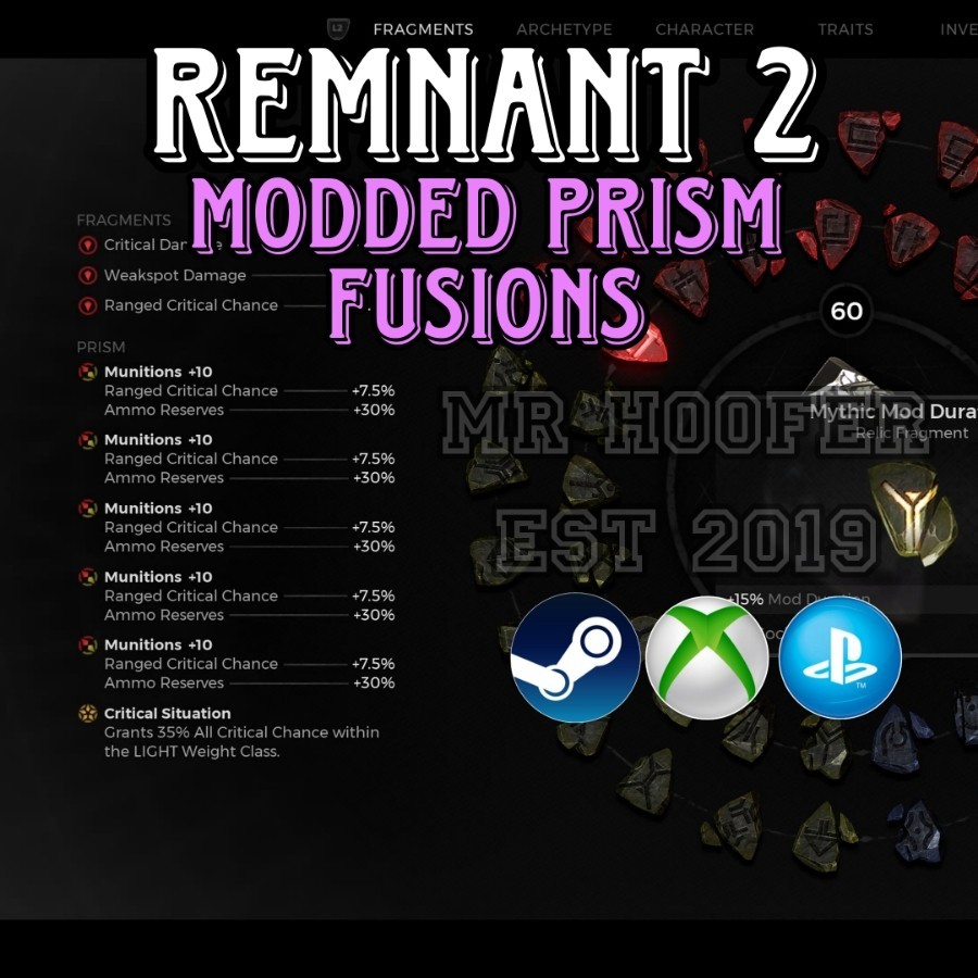 Remnant 2 Prisms – Custom Fusions – Unlock All Legendaries [All Platforms]