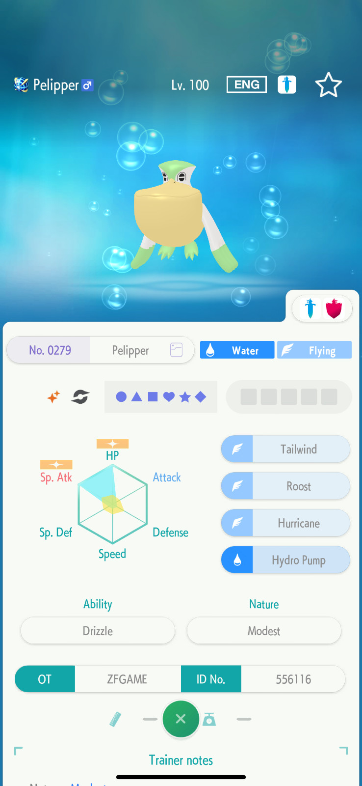 ✨6IV SHINY Pelipper + EVS🚀 POKEMON HOME✨Champions✨Online delivery⚡