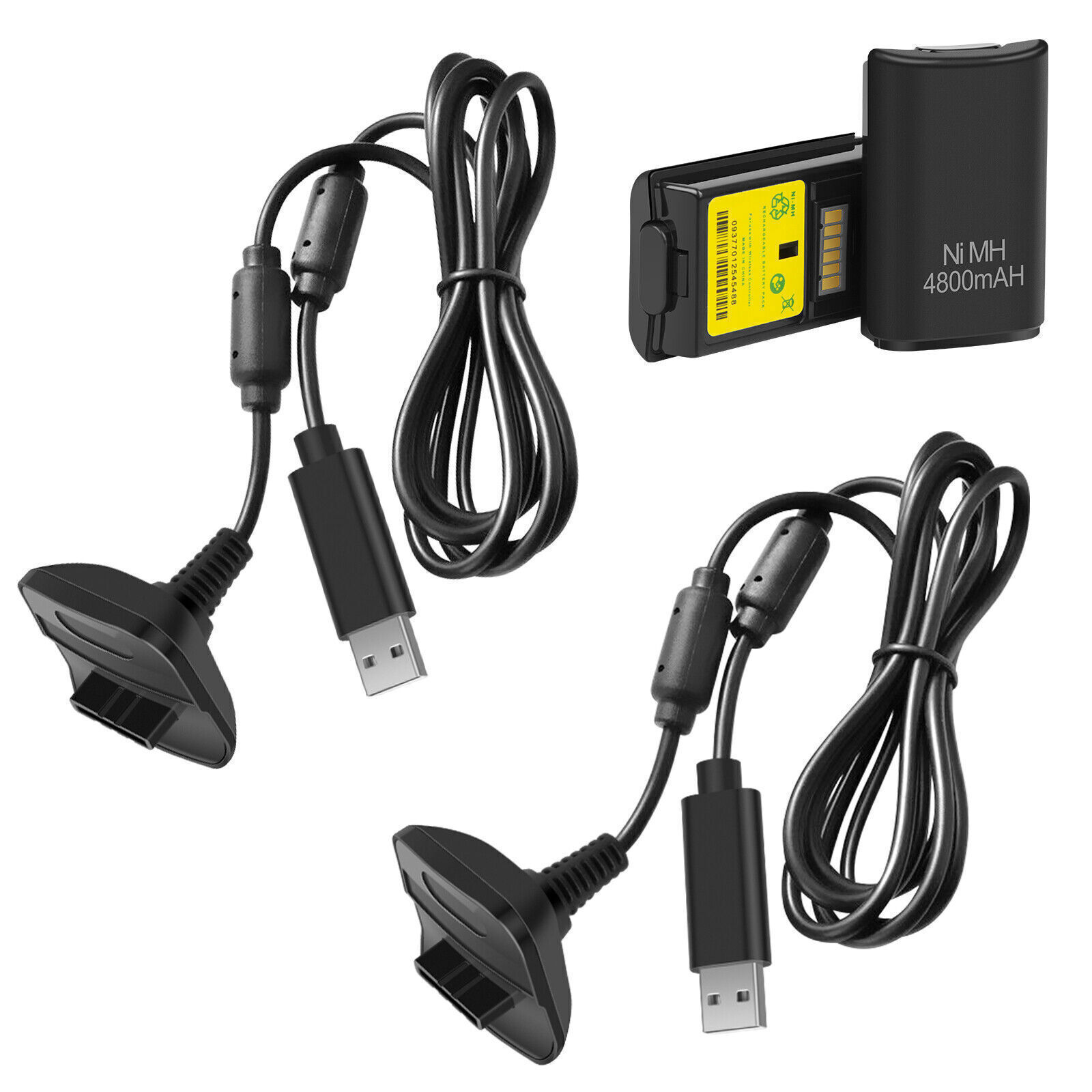 2 Rechargeable Battery Pack Charger Cable Dock for Xbox 360 Wireless Controller