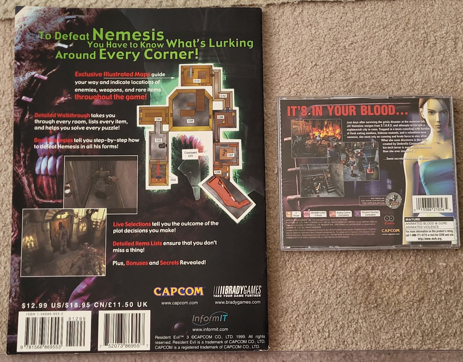 Resident Evil 3 Nemesis PS1 CIB Complete w/ Official Strategy Guide & Poster