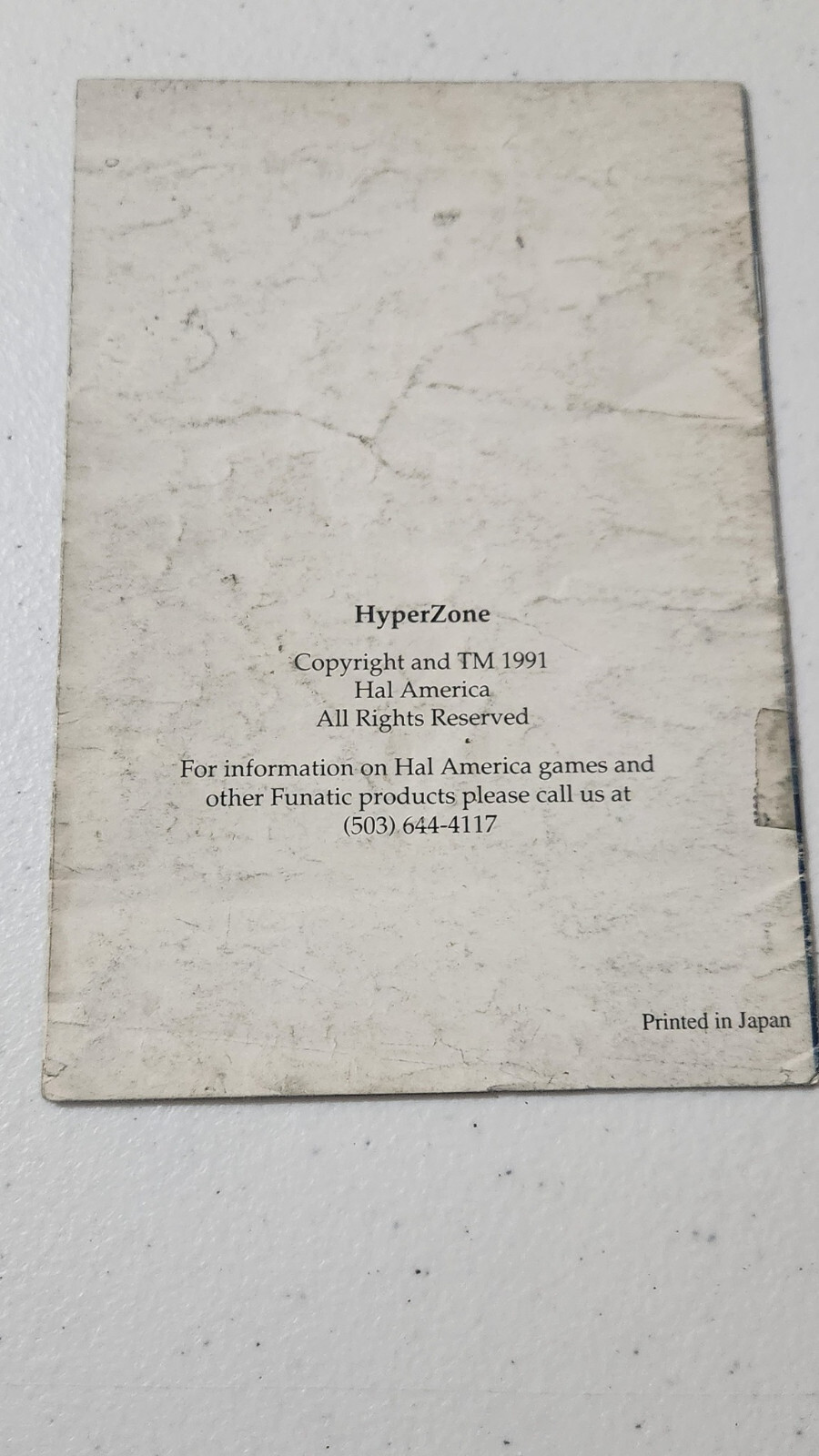 Hyperzone Super Nintendo SNES Manual Instruction Booklet