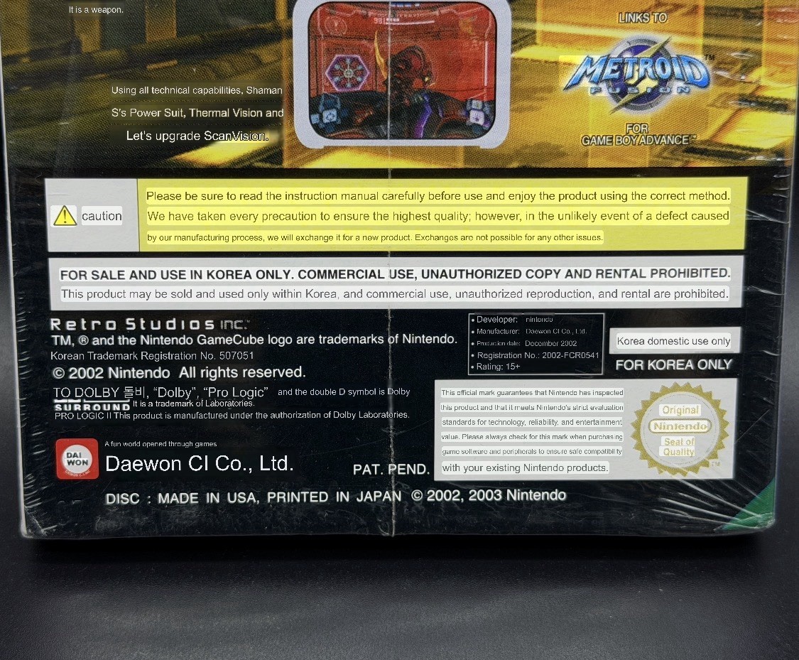 RARE Korean Metroid Prime Nintendo GameCube Korean Version Korea Rare Item CIB