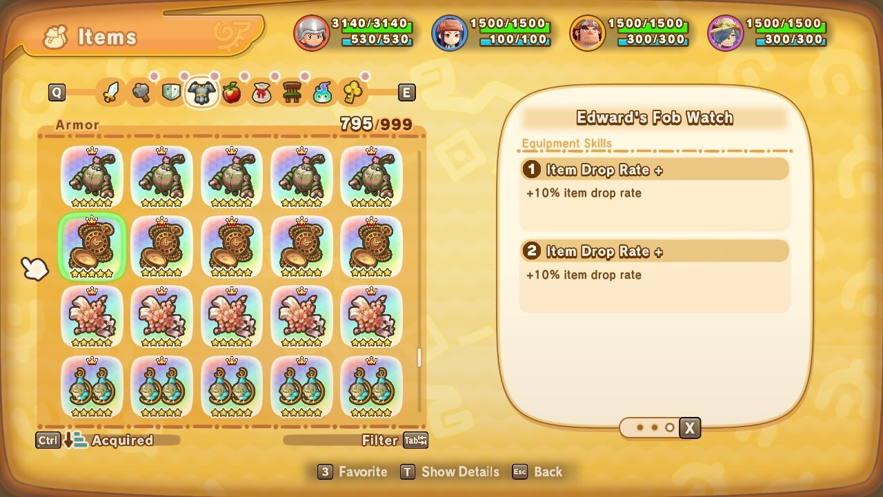 🎁 Fantasy Life i | 80% Drop Rate Accessory Set (4x Each) | Edward’s Watch +