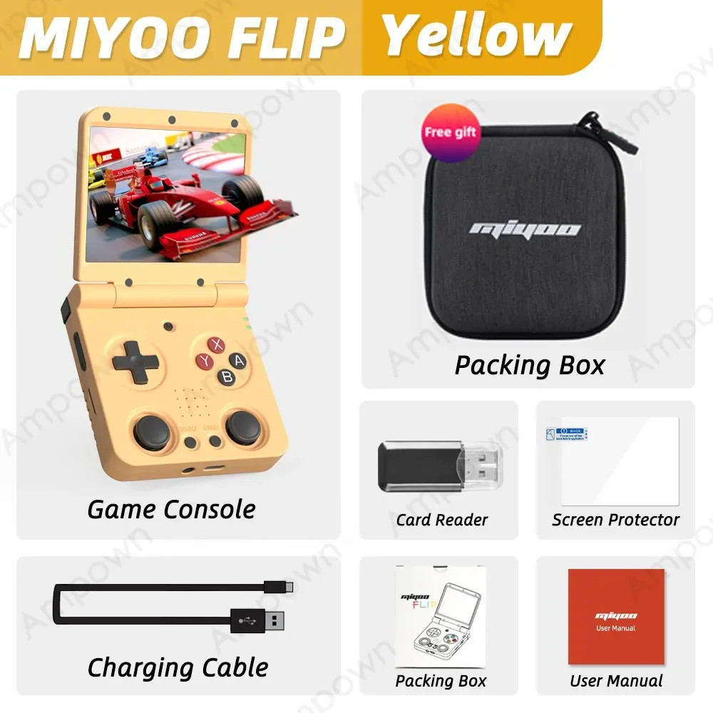 MIYOO Flip V2 Handheld Retro Game Console 3.5″ IPS Linux Onion OS Free Case