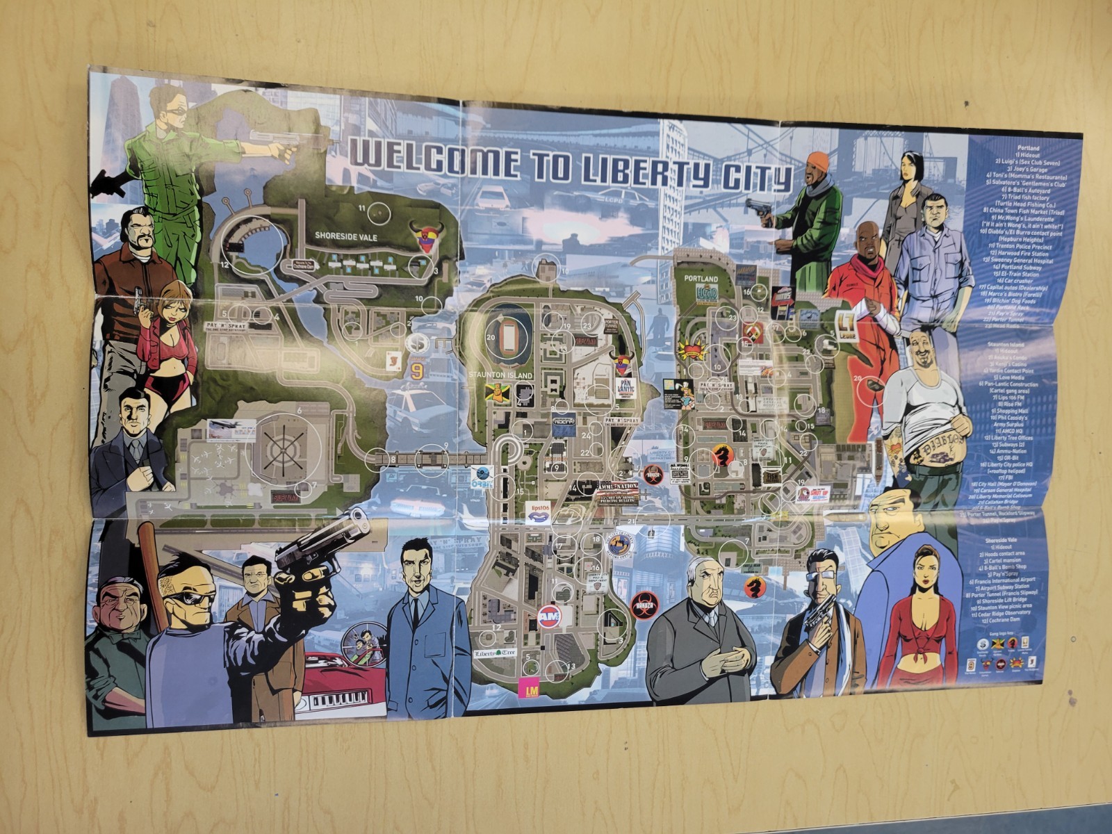 Grand Theft Auto III (3) | COLLECTABLE POSTER Insert w/ Game Map | 2003