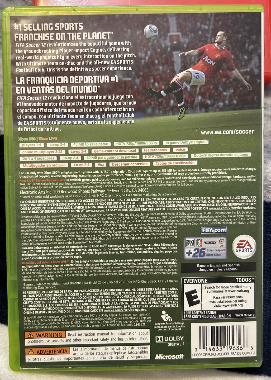 EA Sports FIFA Soccer 12 (Microsoft Xbox 360, 2011) Great Game! See Notes