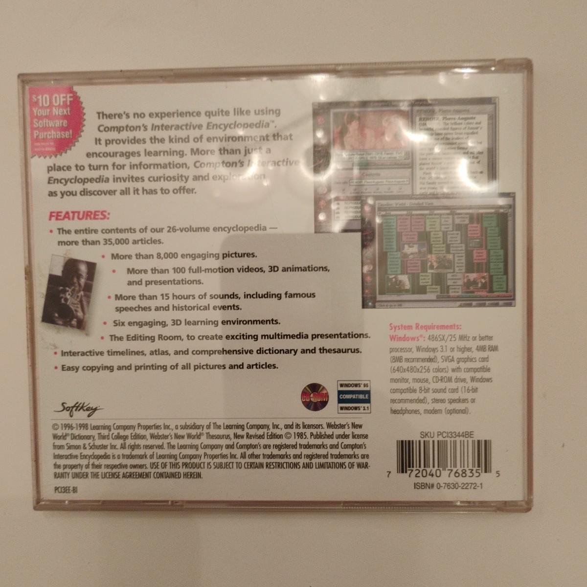 Compton’s Interactive Encyclopedia 1996 Win 3.1/95 PC CDROM Software US Version
