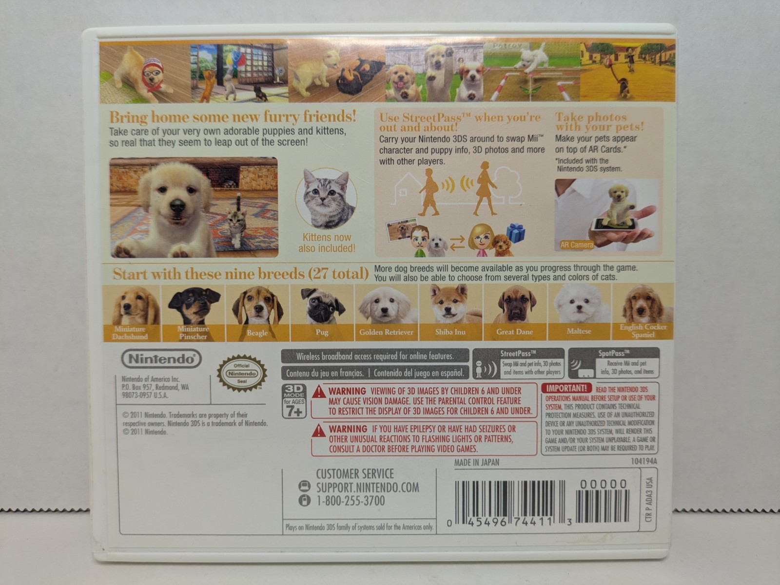 *NO GAME* Nintendogs + Cats: Golden Retriever & New Friends (3DS, 2011) Case