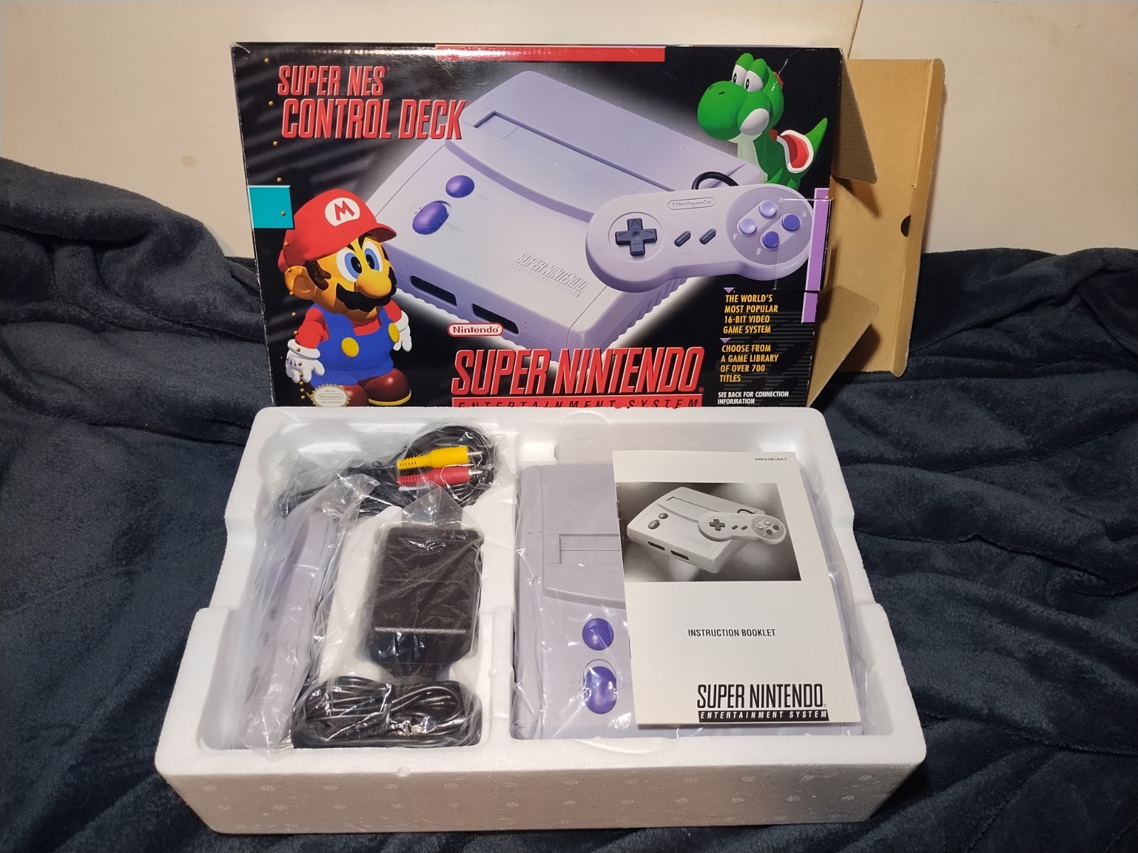 Super Nintendo Control Deck Console System in Box with Game SNES