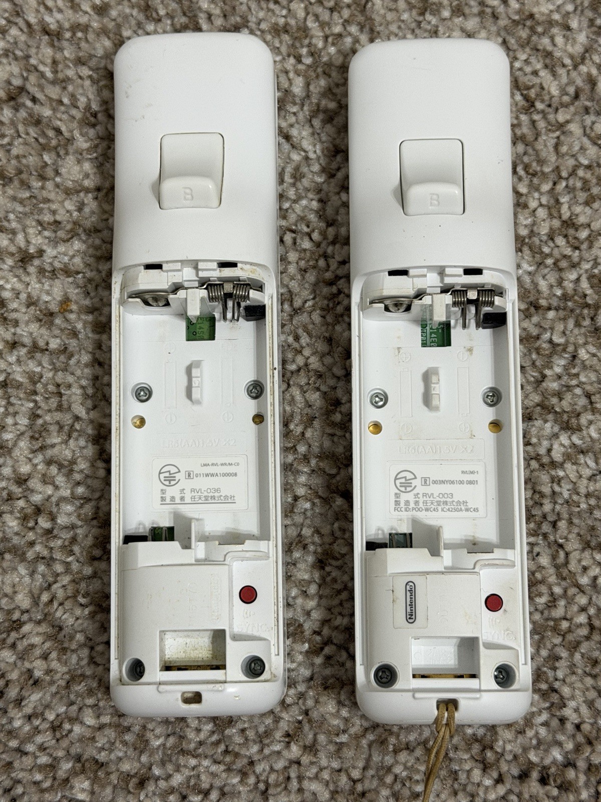 Lot of 2 Official OEM Nintendo Wii Remote White RVL-036/003 Wii Motion Plus