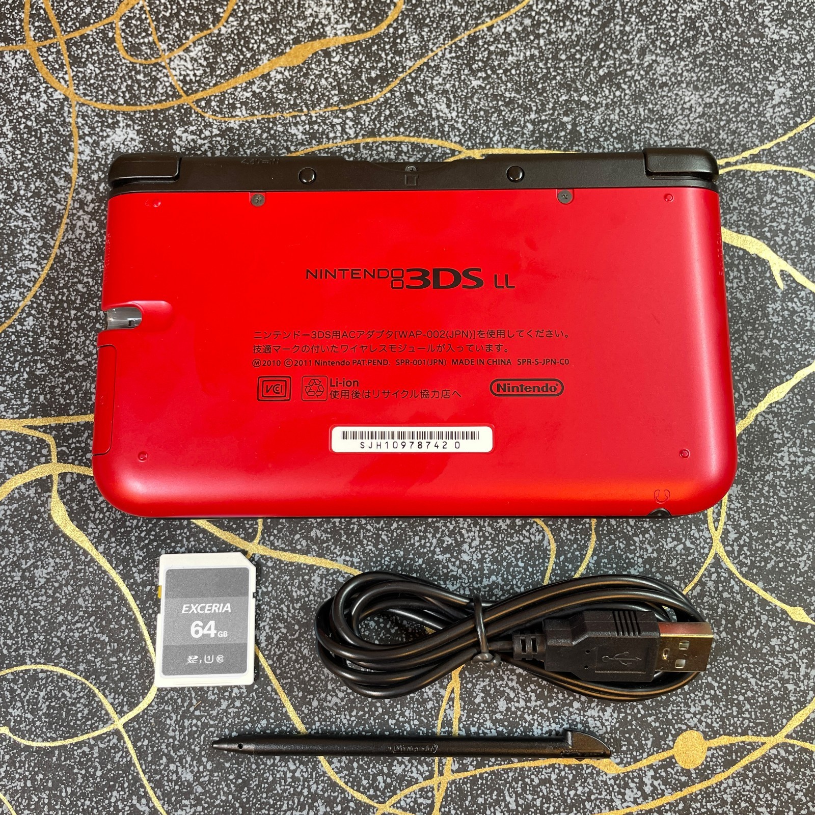 Nintendo 3DS XL LL Console Red Multi-Region Cartridge Compatible 64G SD Stylus