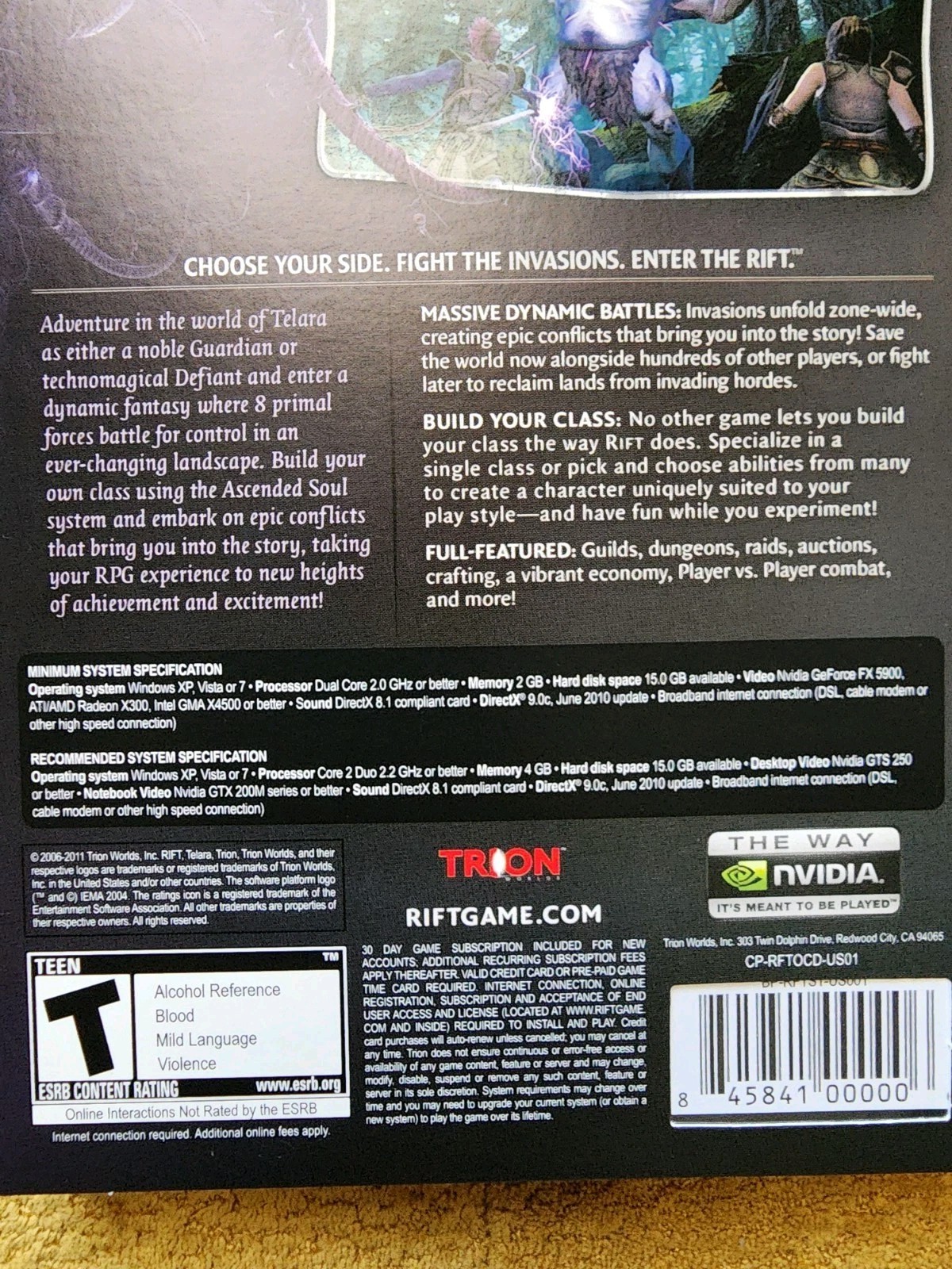 Rift by Trion (PC DVD-ROM, 2011) Windows XP/7 FACTORY SEALED
