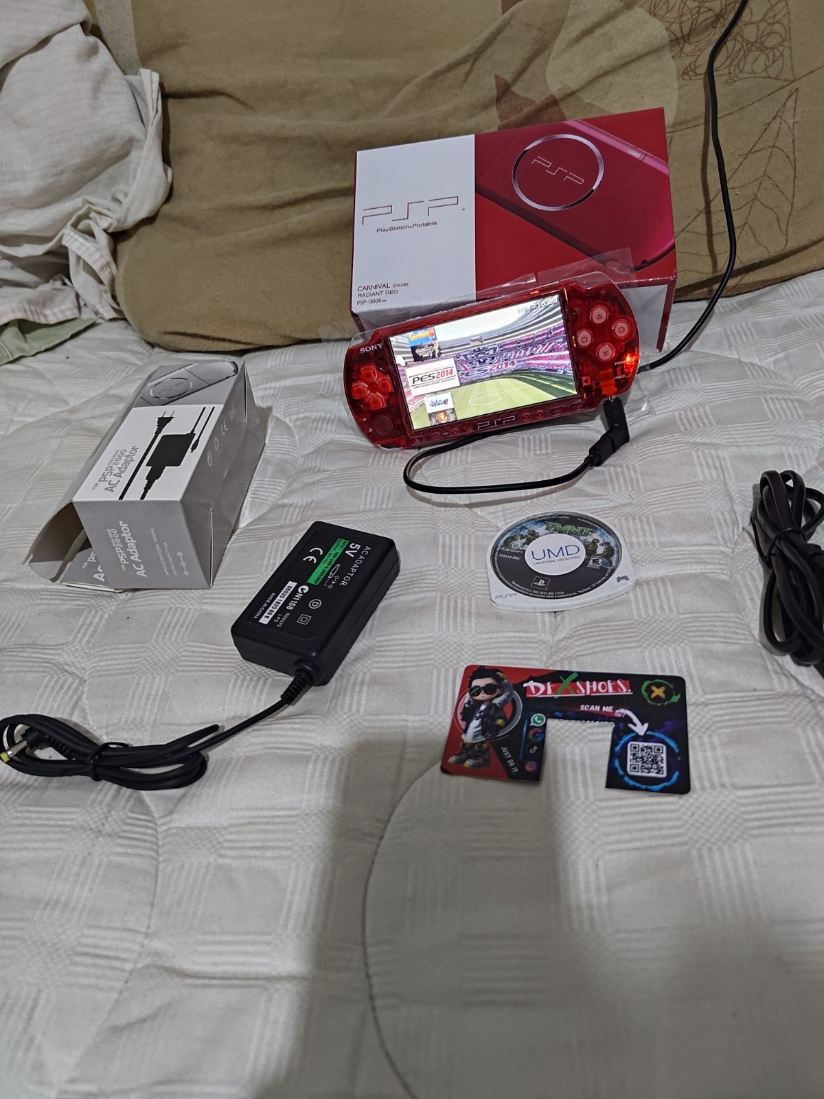 Sony PSP 3000 transparent red with 32 GB games USB-C adapter