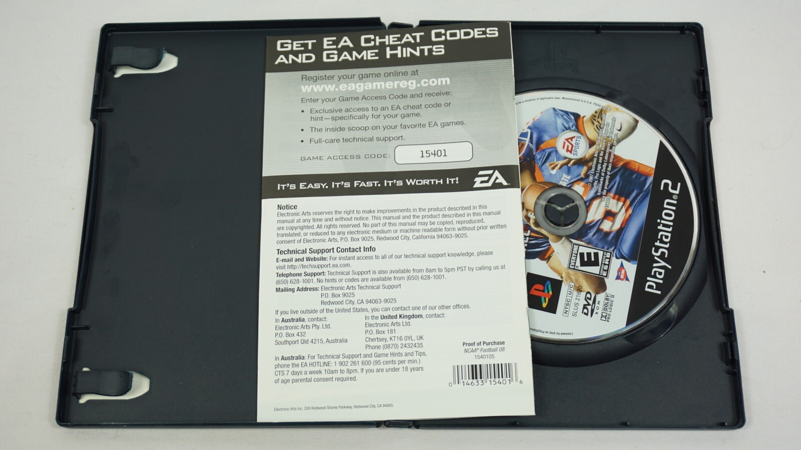 NCAA Football 08 PS2 CIB Sony PlayStation 2 2007 Complete with Manual C