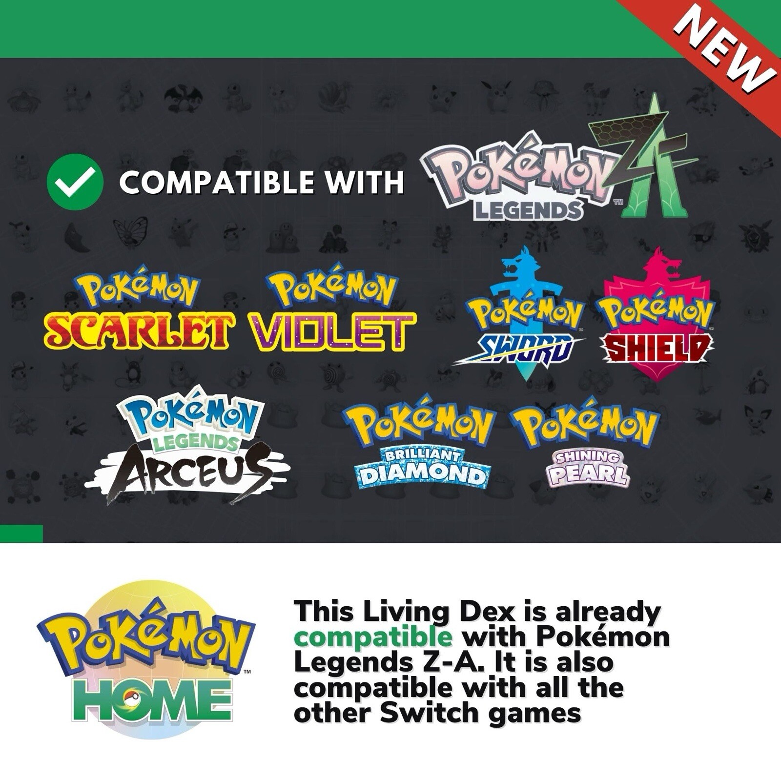 Pokémon HOME Gen 1-7 Shiny Living Dex Complete Pokedex up to Zeraora 2017 Custom