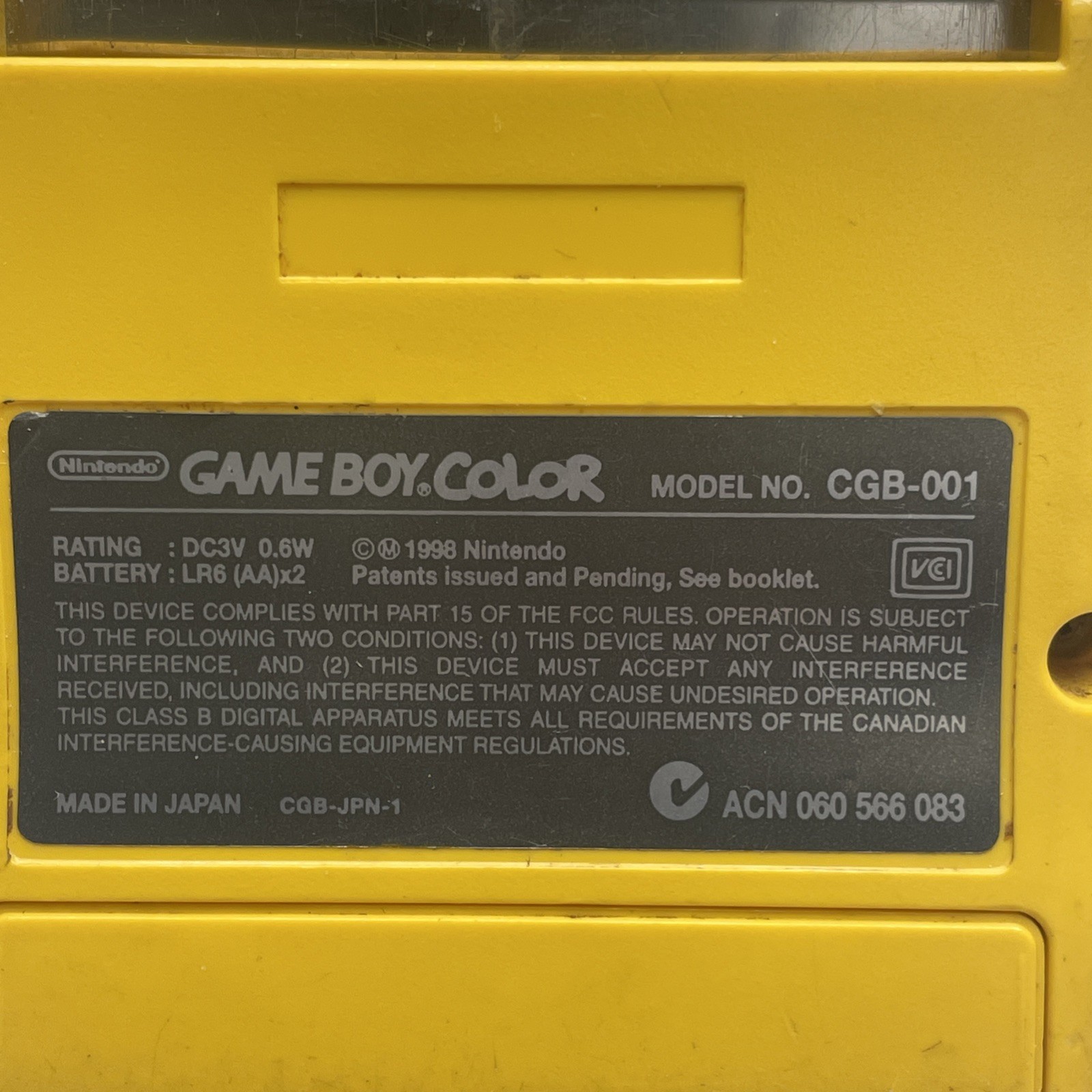 Nintendo Game Boy Color Handheld Game Console CGB-001 GBC Dandelion Yellow