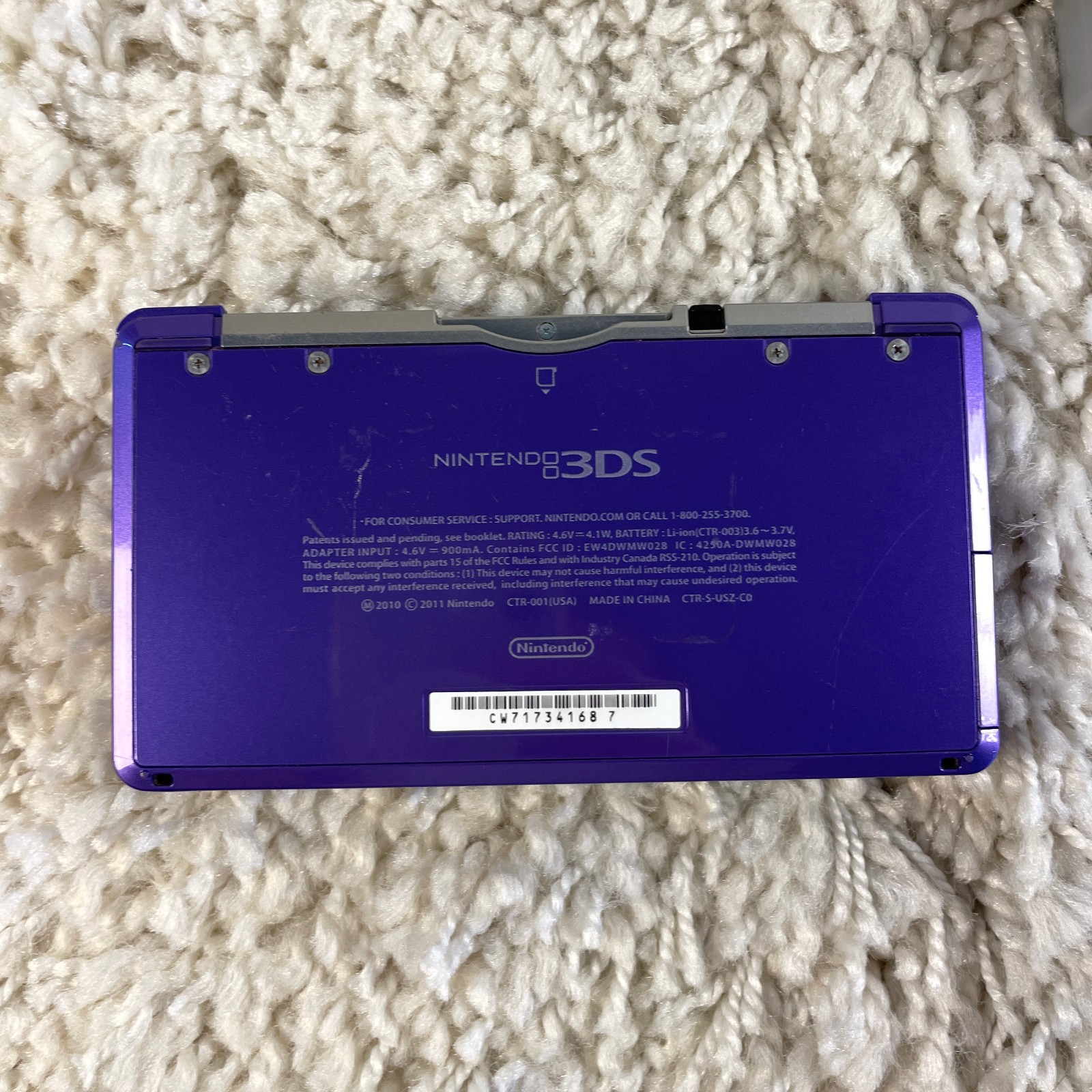 Nintendo 3DS Midnight Purple Handheld Console System CTR-001 Tested