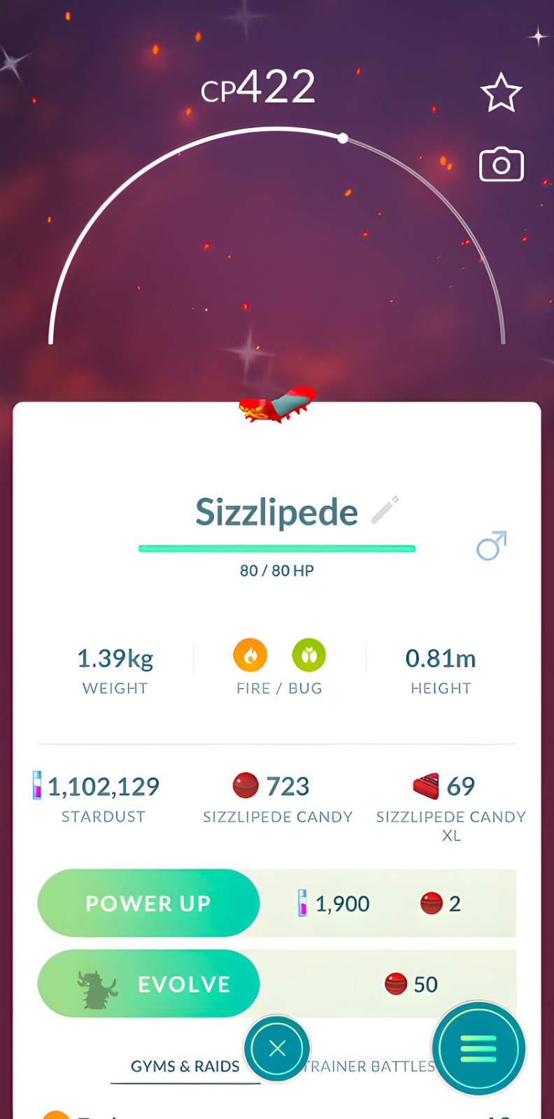 Shiny Sizzlipede | 1M Stardust Tr-de or PTC | Go ✨